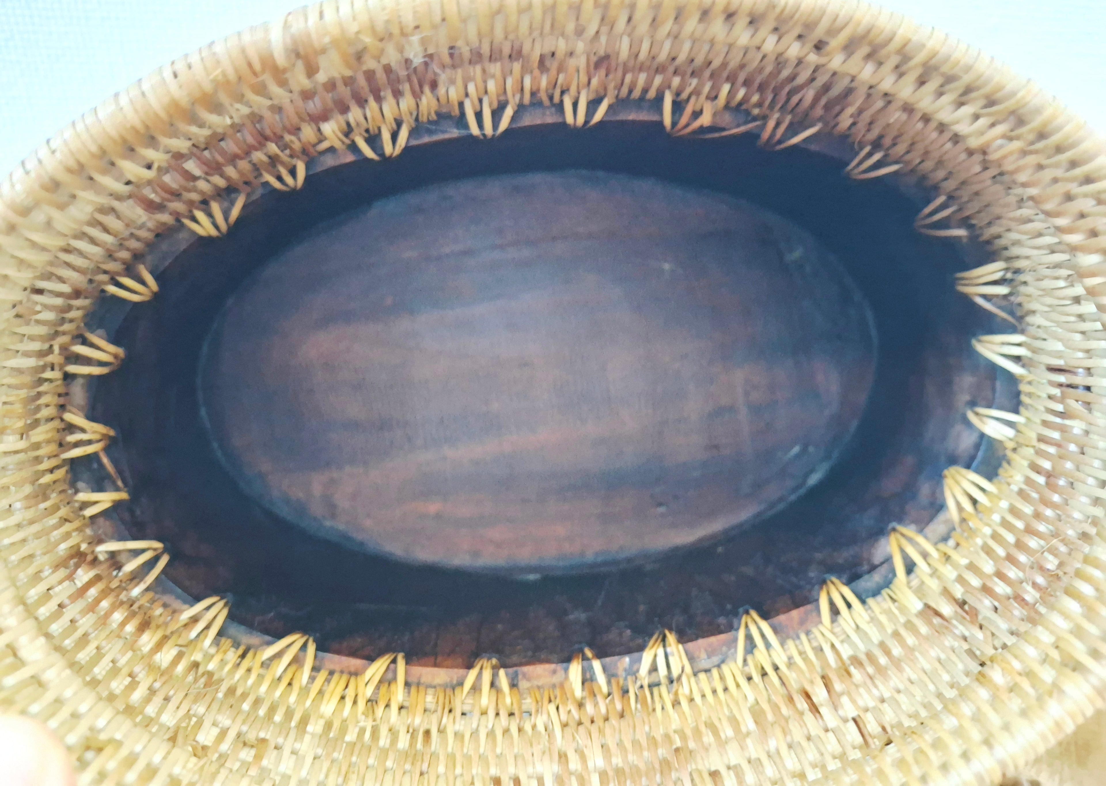 Lombok Indonesia wood & rattan trinket box