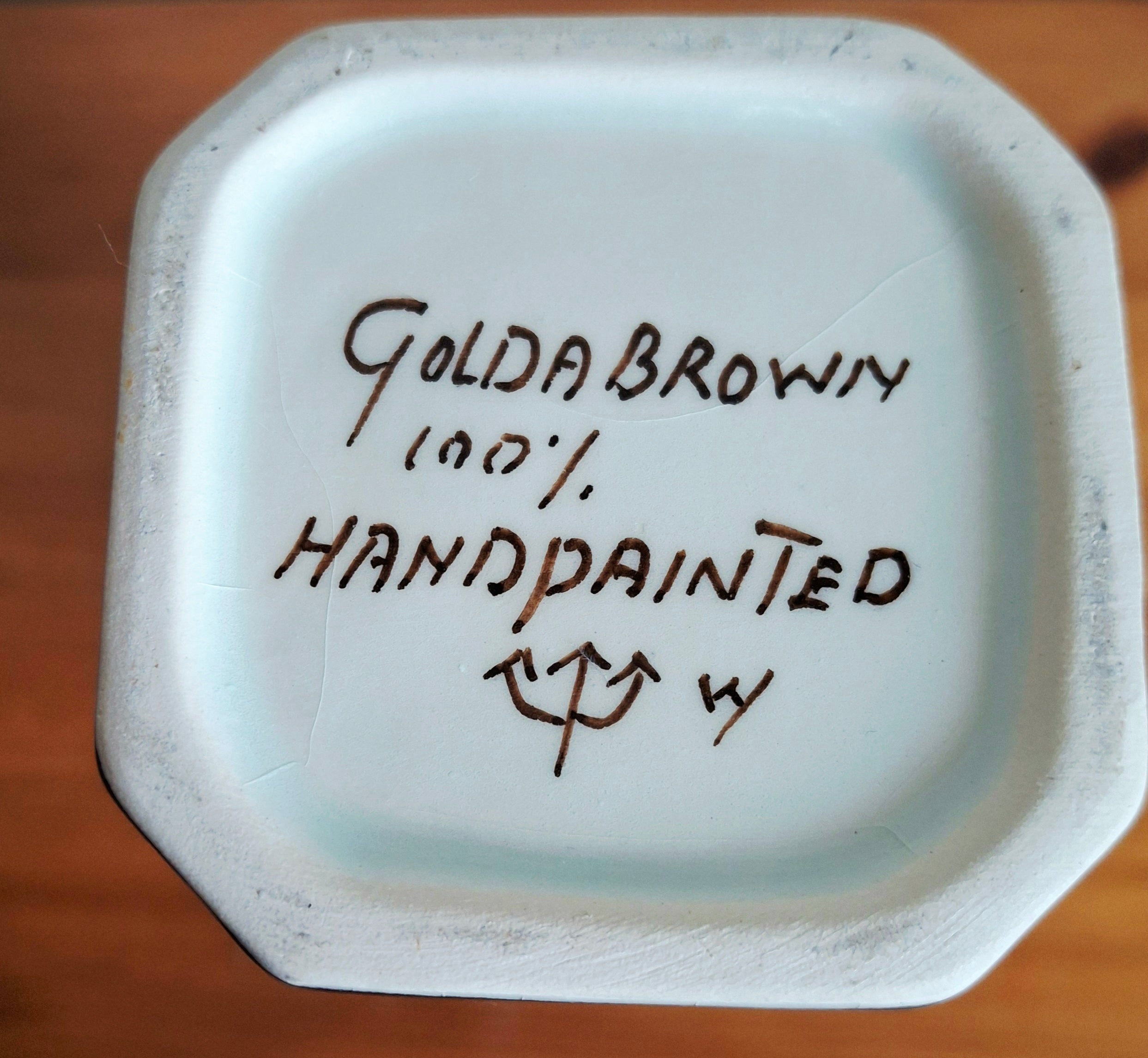 Gouda Brown mini vase,  Hand-painted Dutch pottery, 1960s