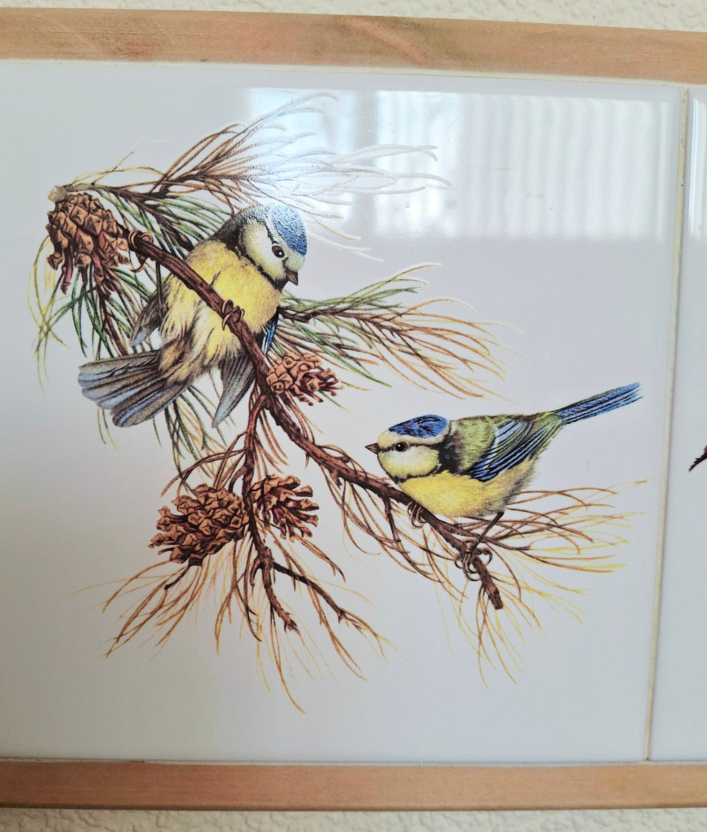 Wall art Garden birds by Time for Design, Triple ceramic tile panel