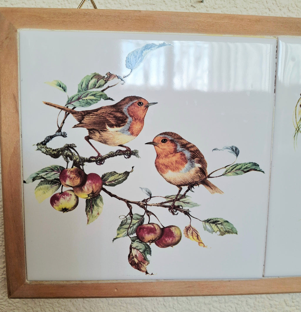 Wall art Garden birds by Time for Design, Triple ceramic tile panel