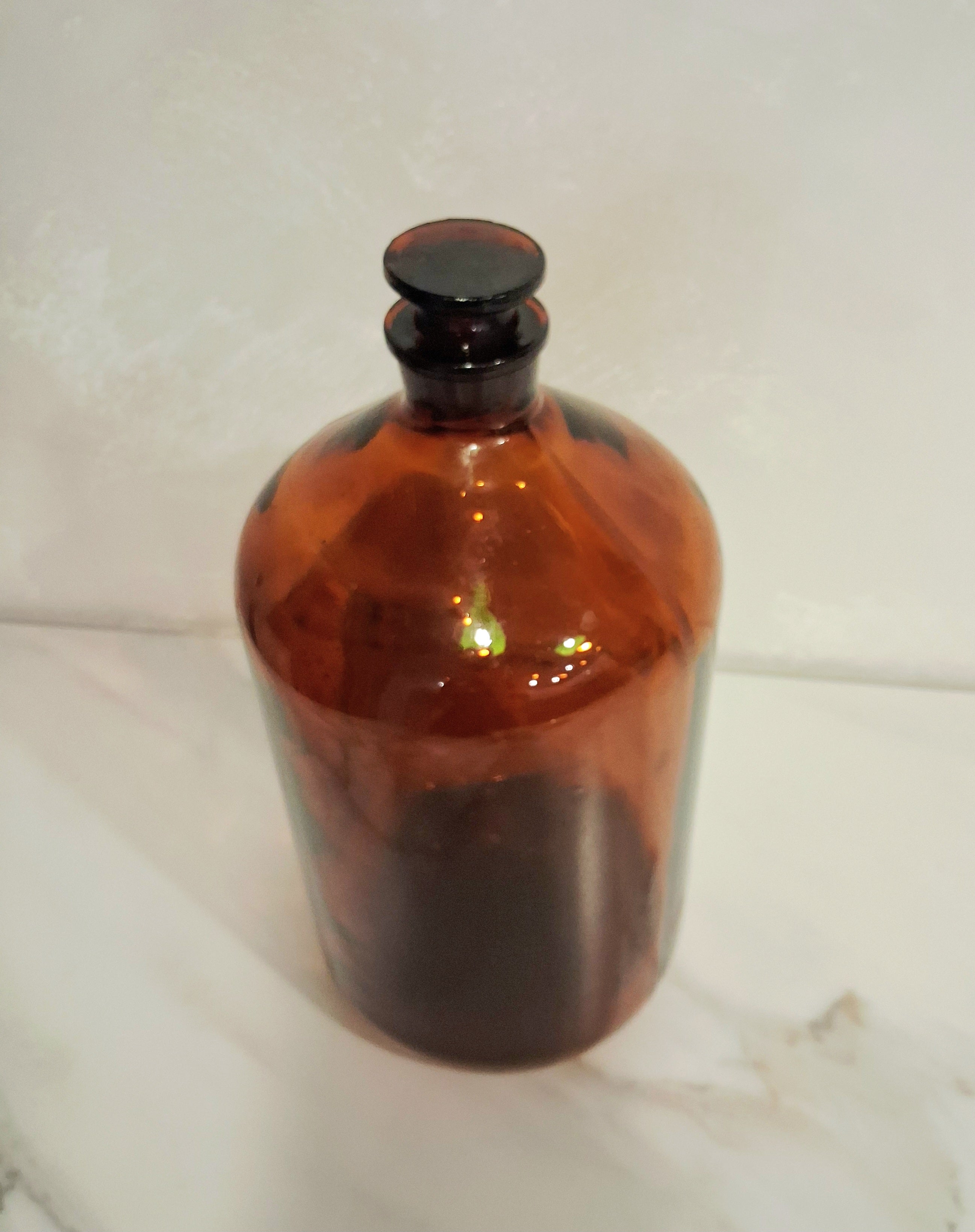 Vintage amber apothecary bottle from the 1950s, 5 litters