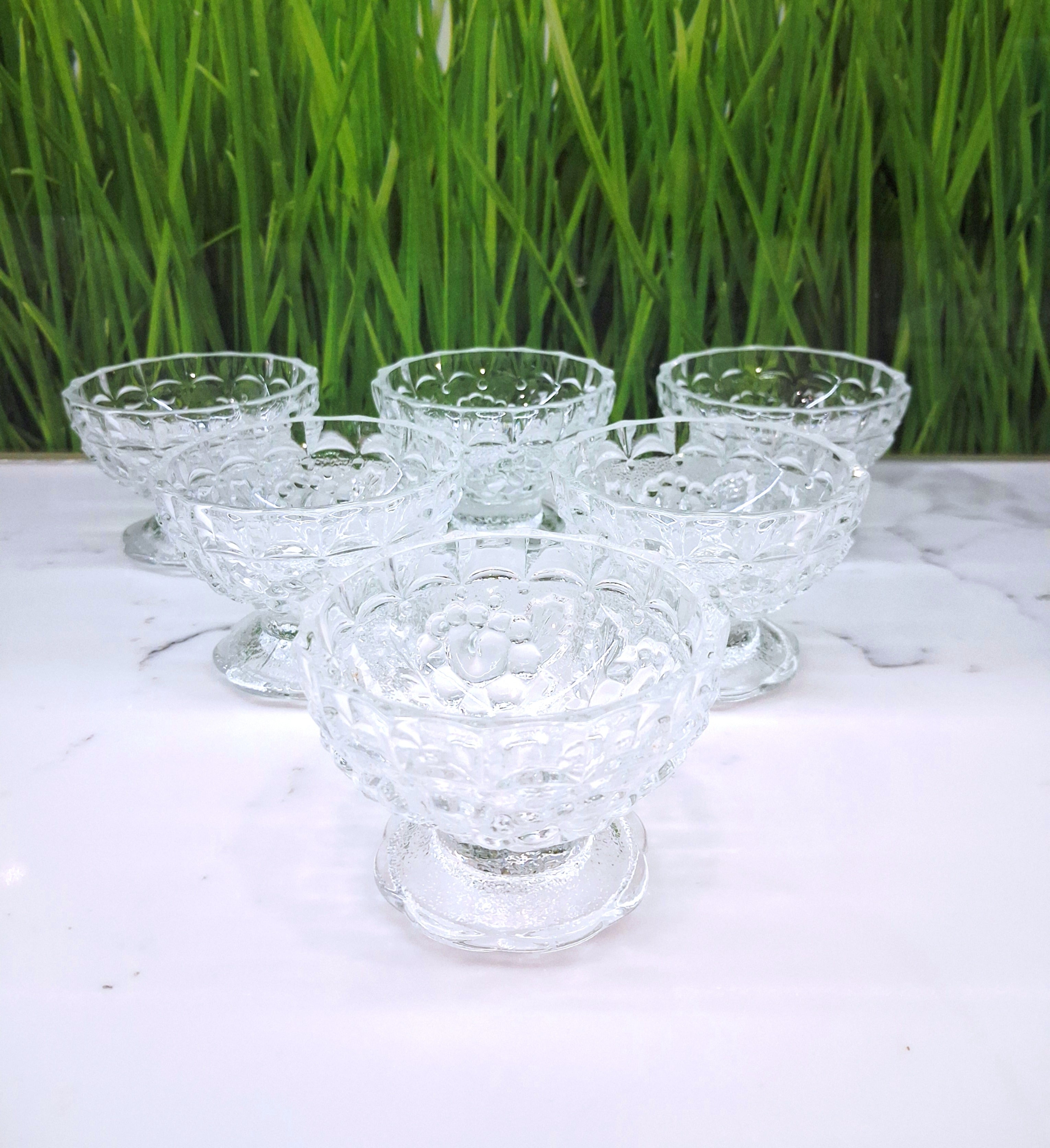 Set of six vintage crystal mini dessert bowls