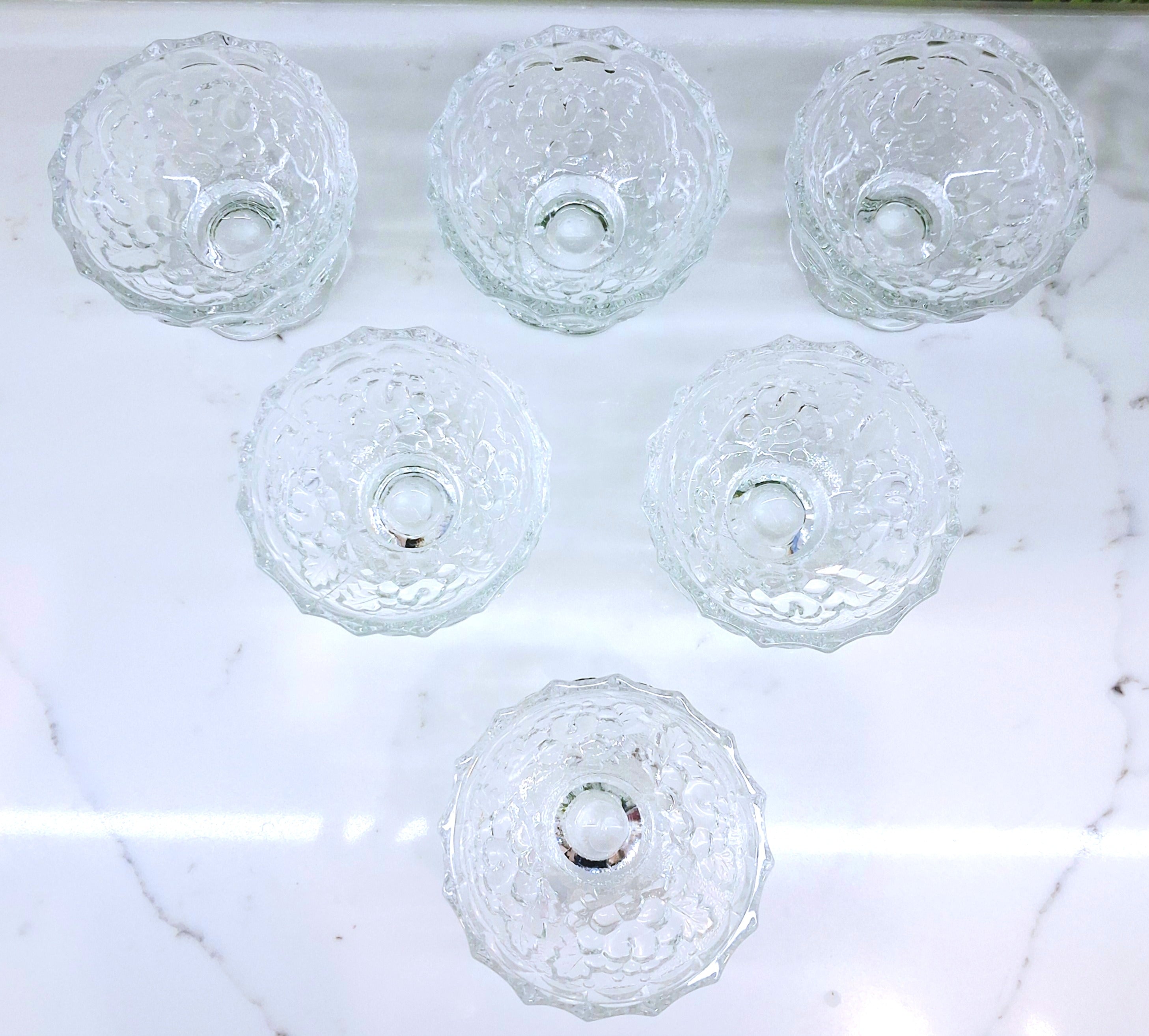 Set of six vintage crystal mini dessert bowls