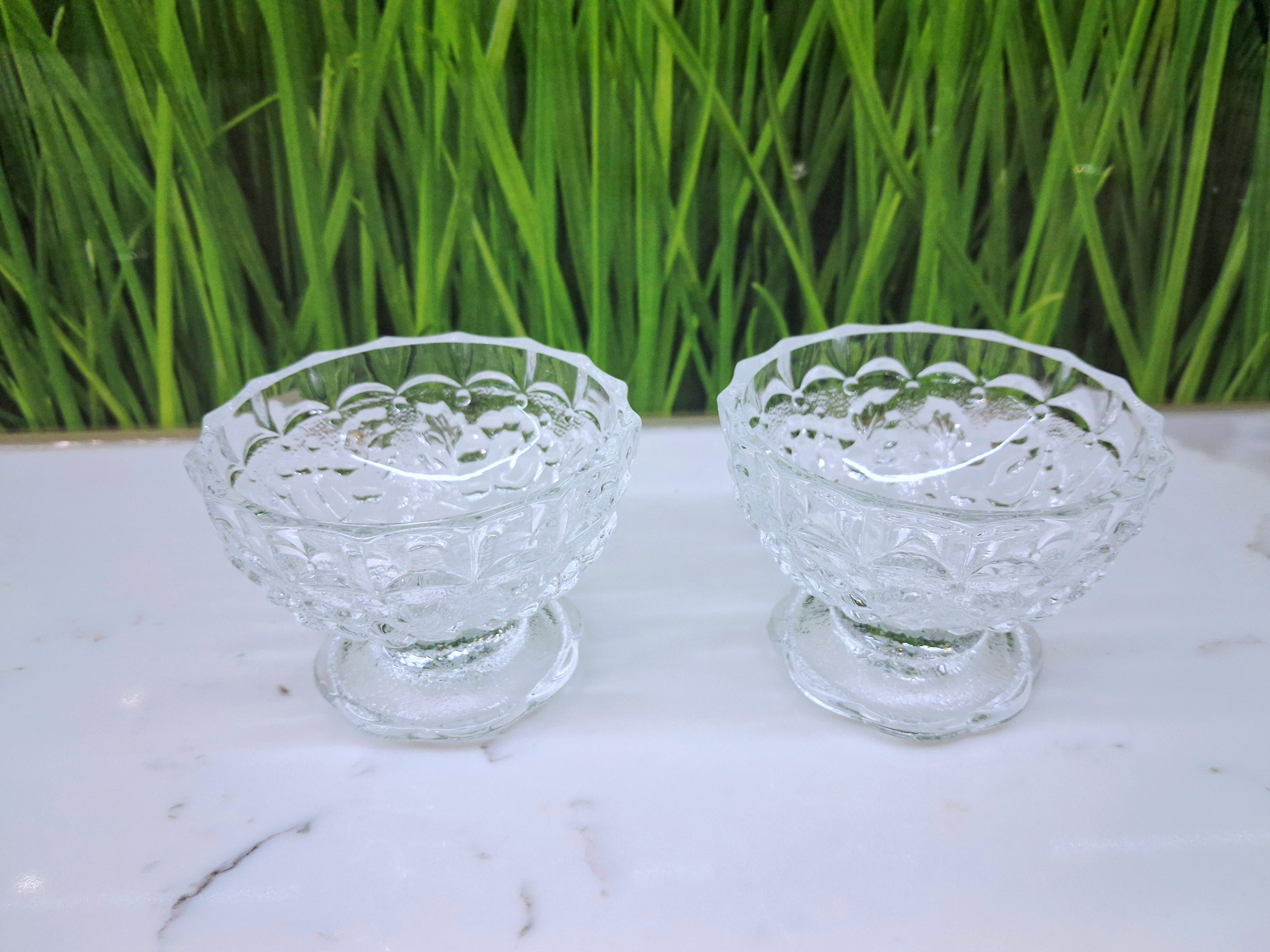 Set of six vintage crystal mini dessert bowls