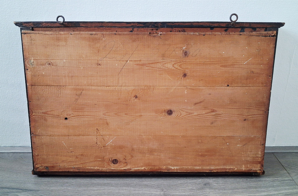 Antique Victorian oak wall mirror with shelf, Late 19th century hall mirror, Entryway mirror, Gothic revival style