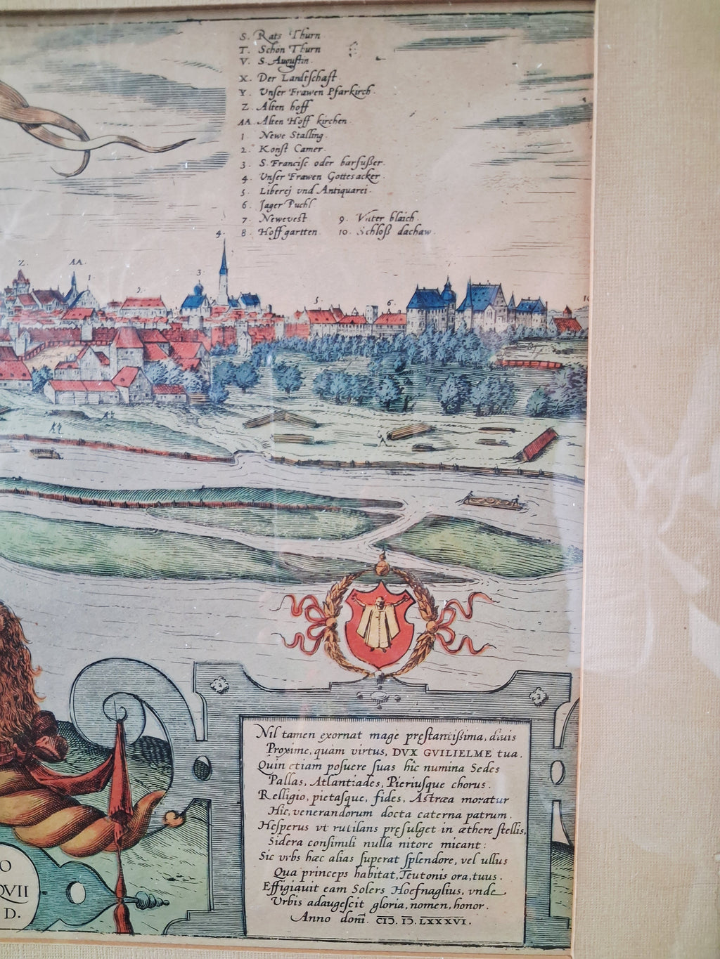 Vintage framed reproduction map of Munich Bavaria