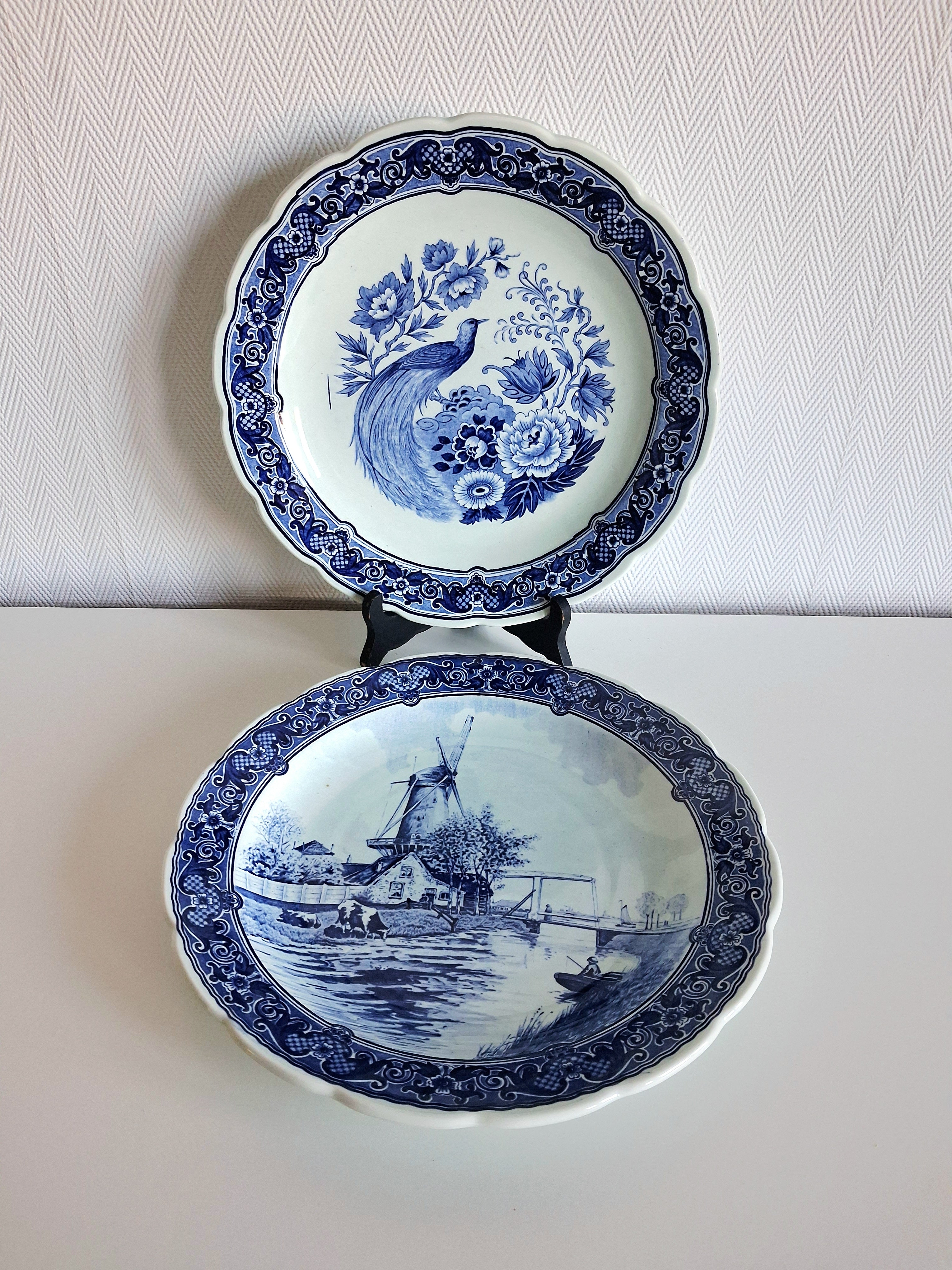 Delft Blue collector plates set, Holland Royal Sphinx Maastricht, 31cm
