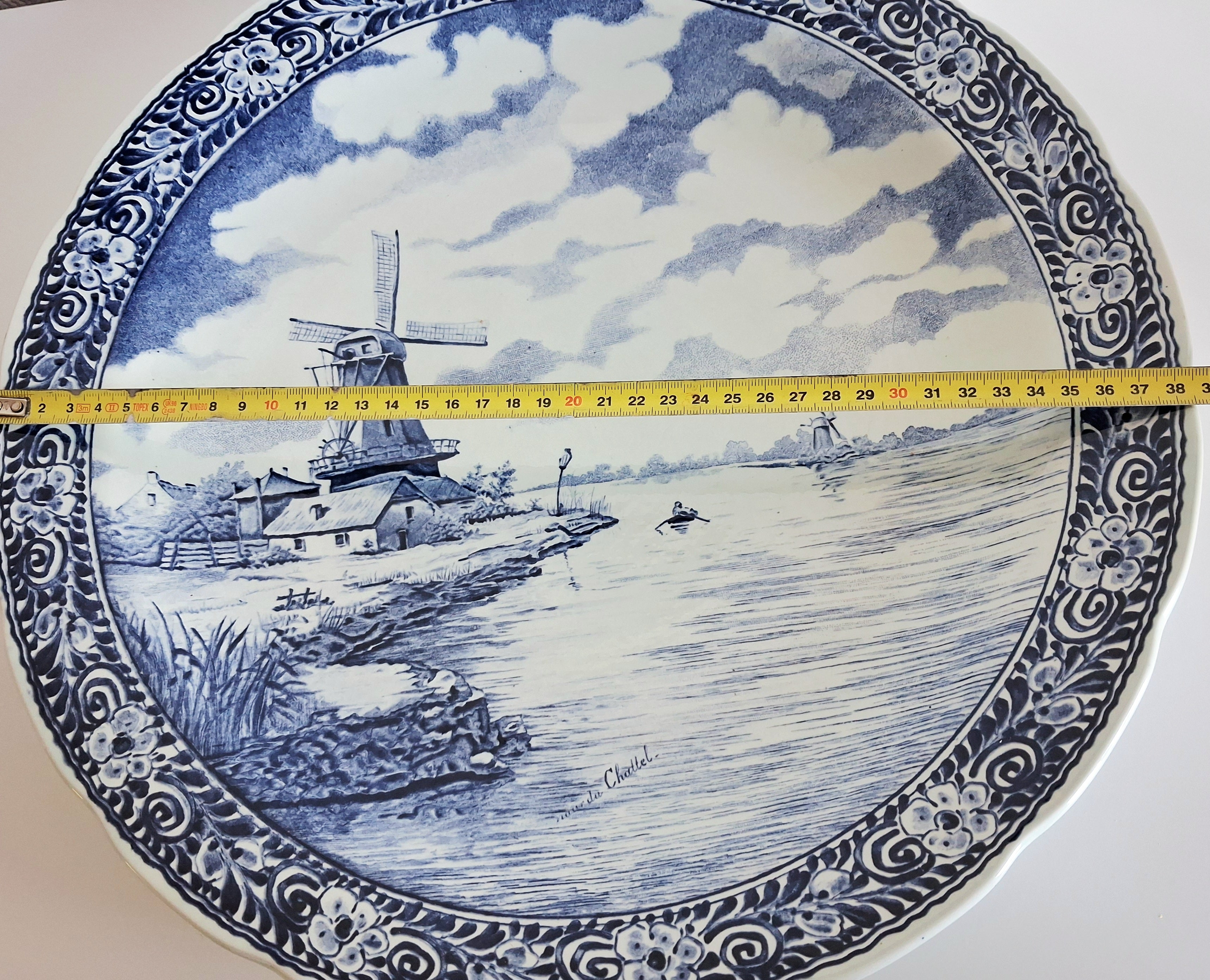 Large Delfts Royal Sphinx wall plates, 15.5 inches