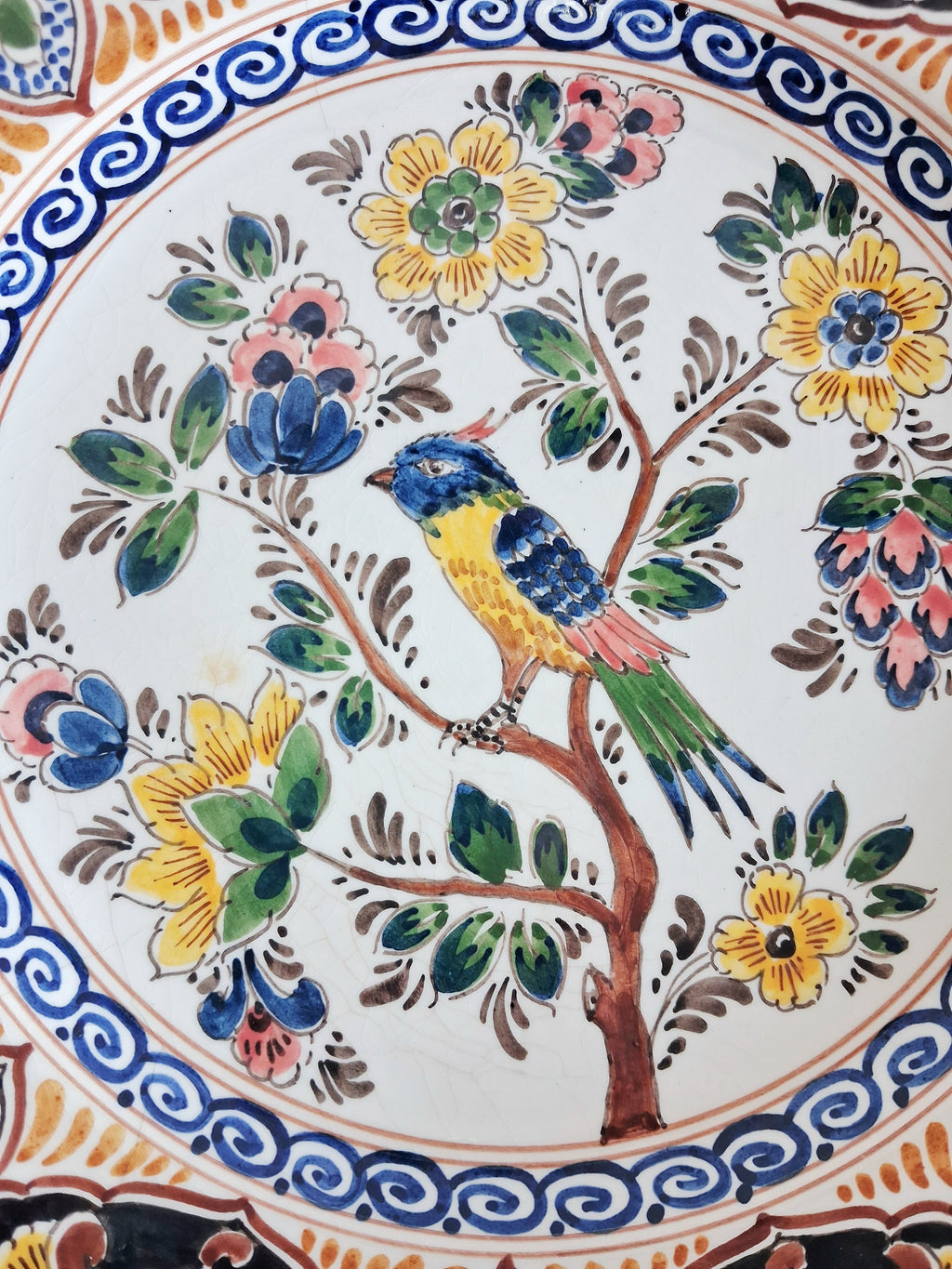 Hand painted Dutch Delft floral plates, Holland wall plates