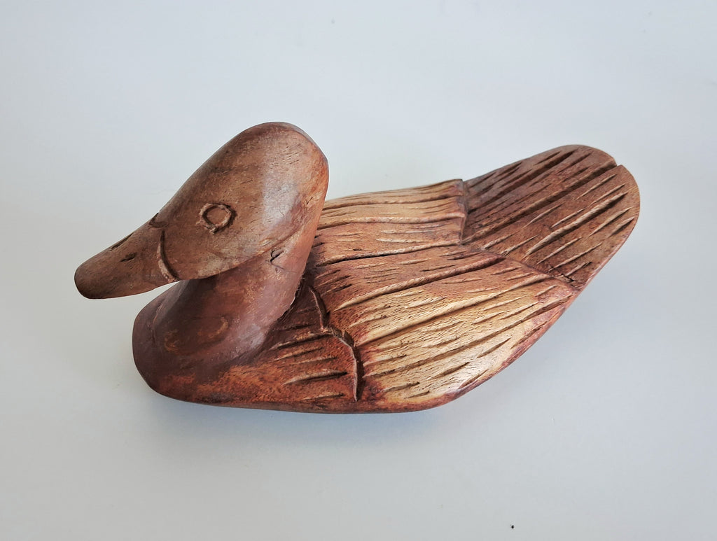 Vintage wooden duck figurines set of three