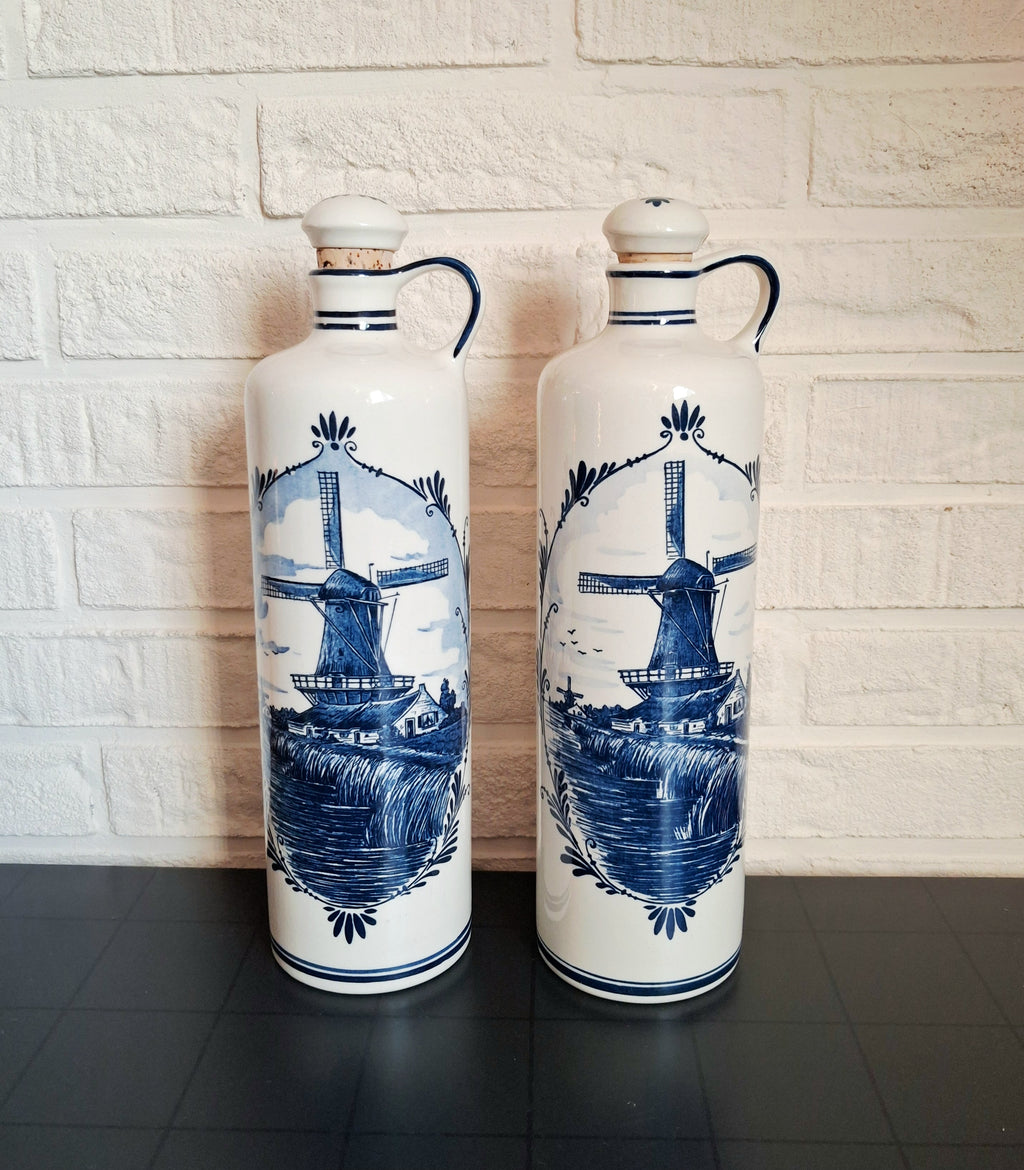 Vintage Delft Blue Bols jenever ceramic bottles set of two, 1979s