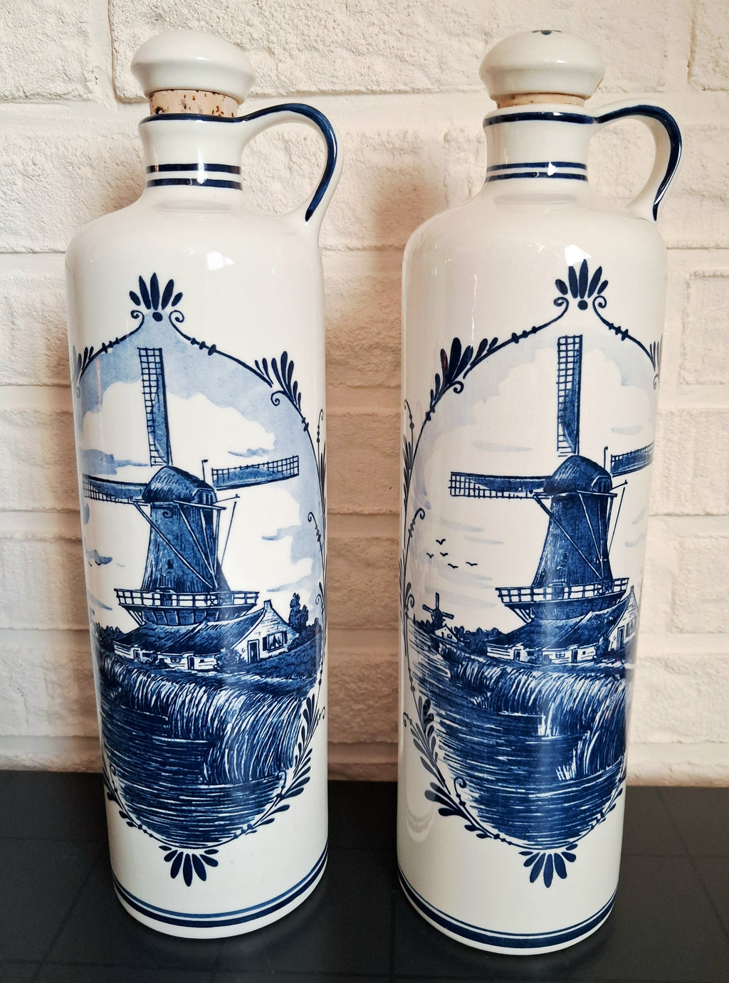 Vintage Delft Blue Bols jenever ceramic bottles set of two, 1979s