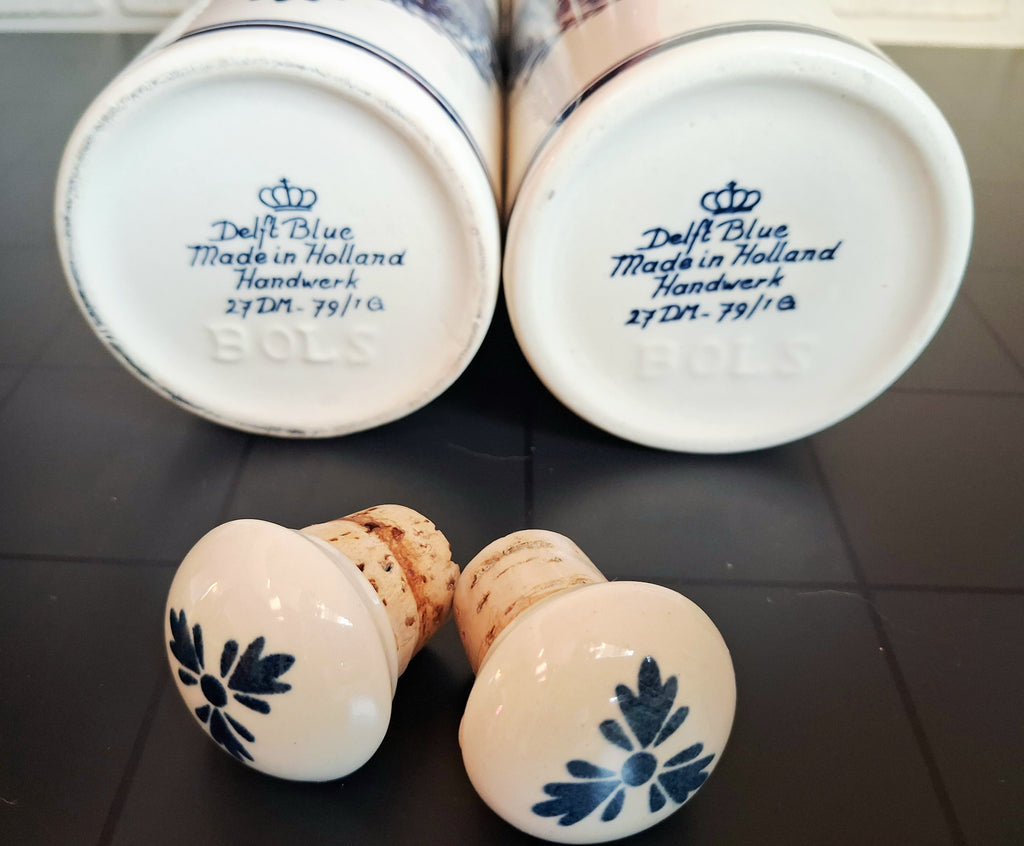 Vintage Delft Blue Bols jenever ceramic bottles set of two, 1979s
