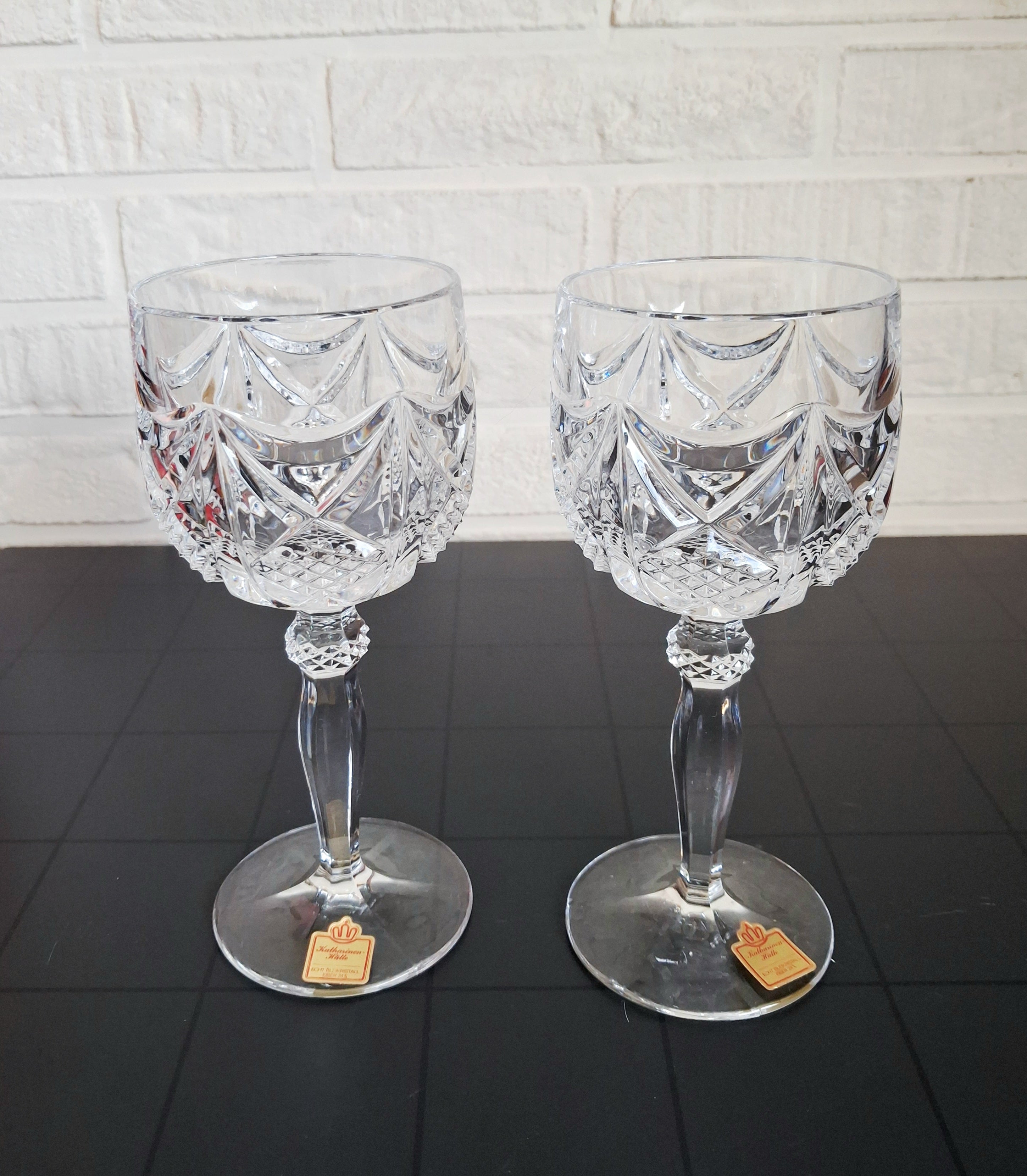 Vintage lead crystal wine glass set Kalharinen Hütte