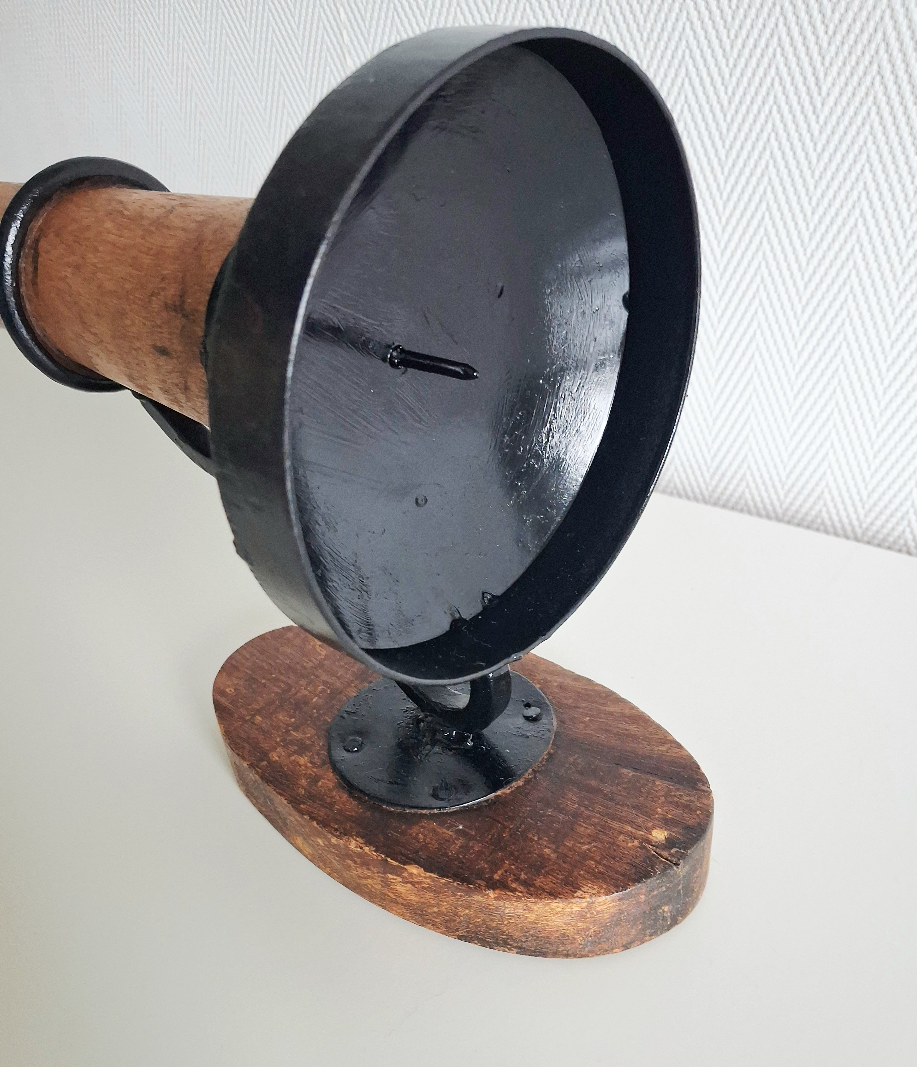 Pair of vintage wooden & metal wall candle sconces