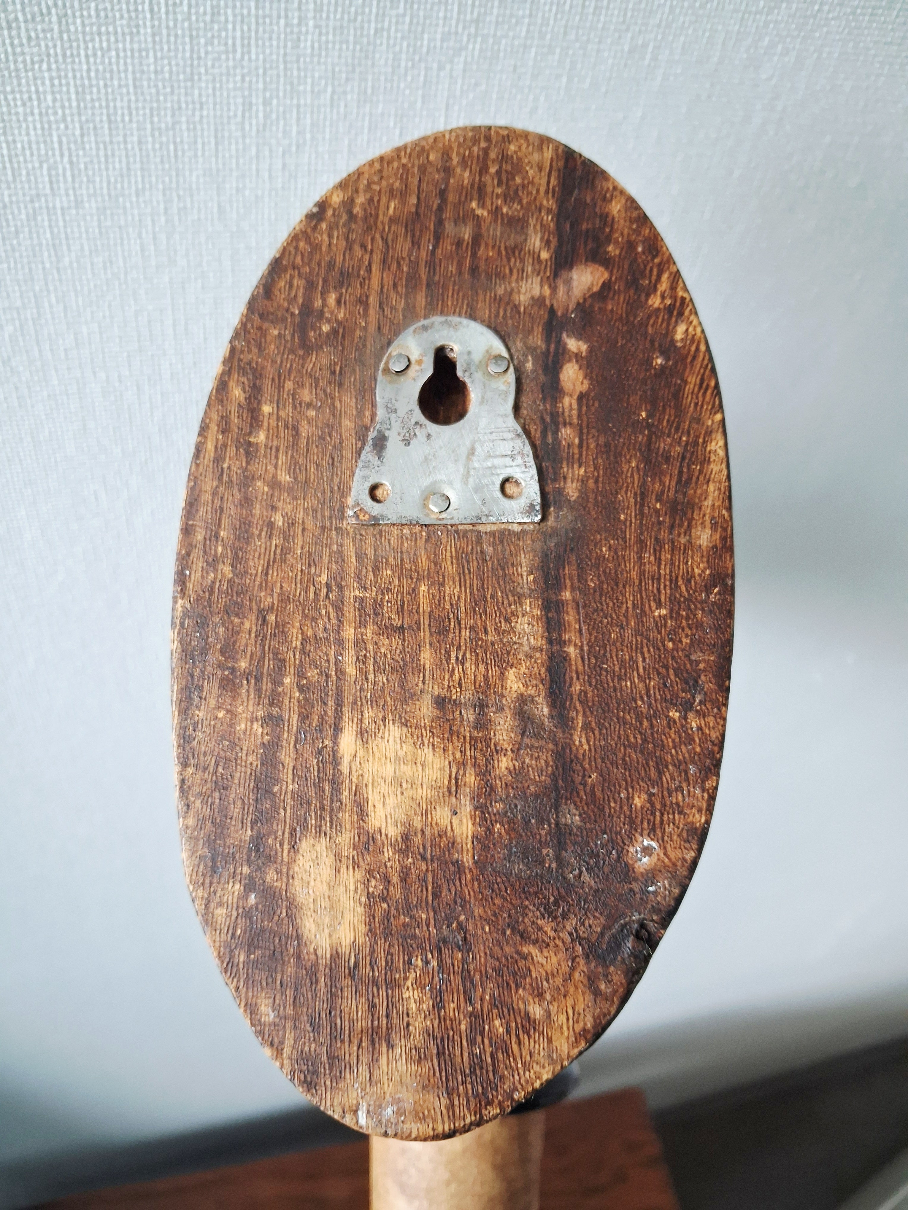 Pair of vintage wooden & metal wall candle sconces
