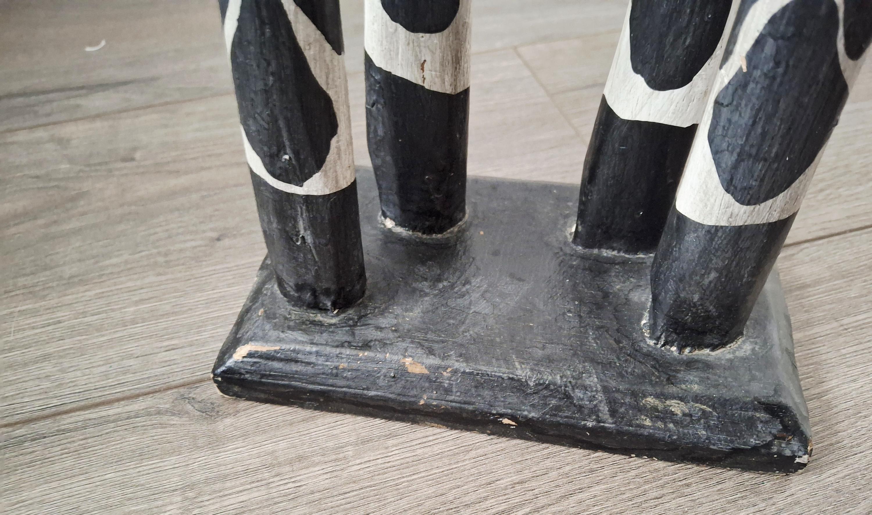 Hand carved wooden giraffe figurine 80 cm tall