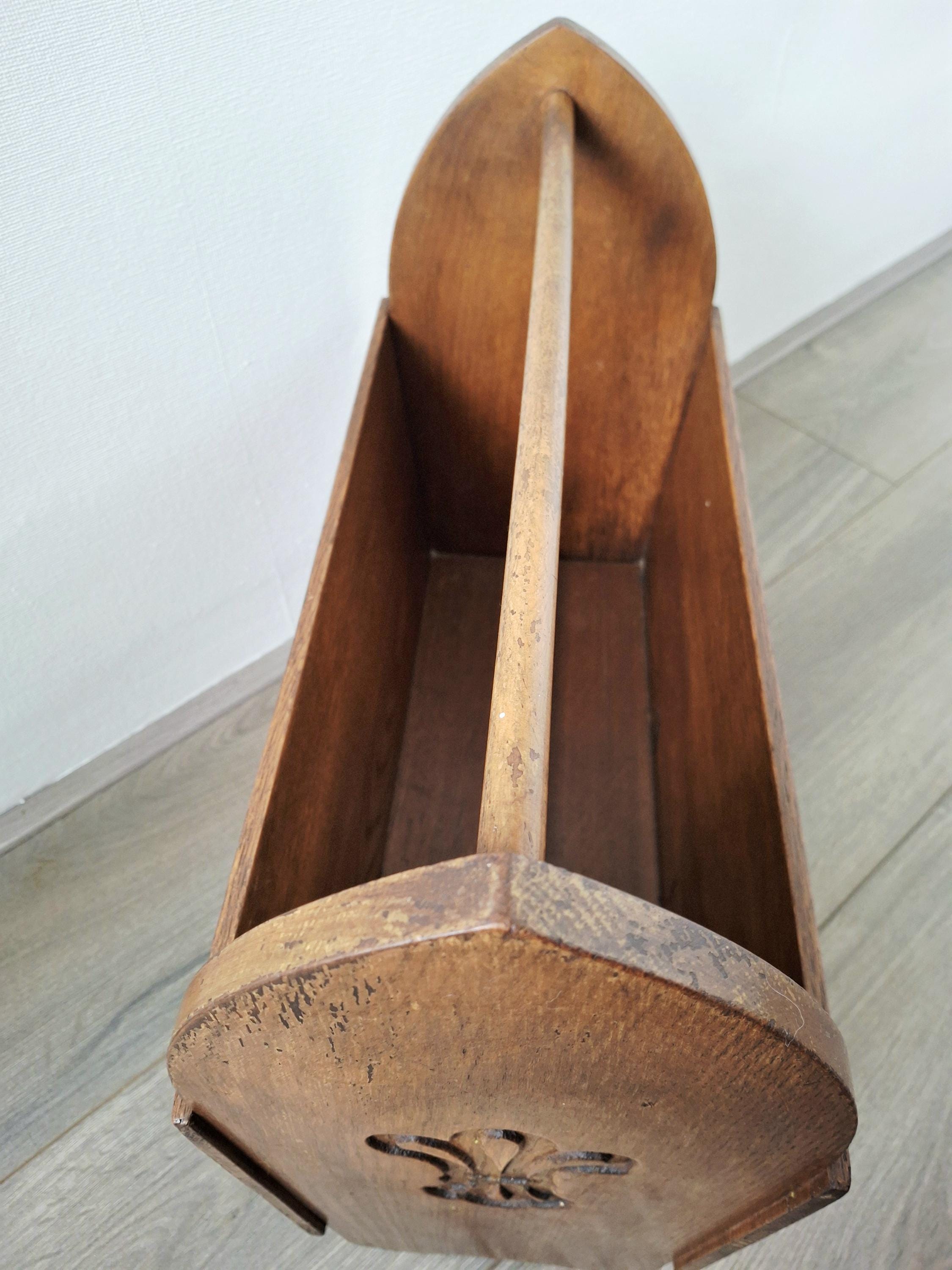 Vintage wooden magazine rack, Newspaper holder