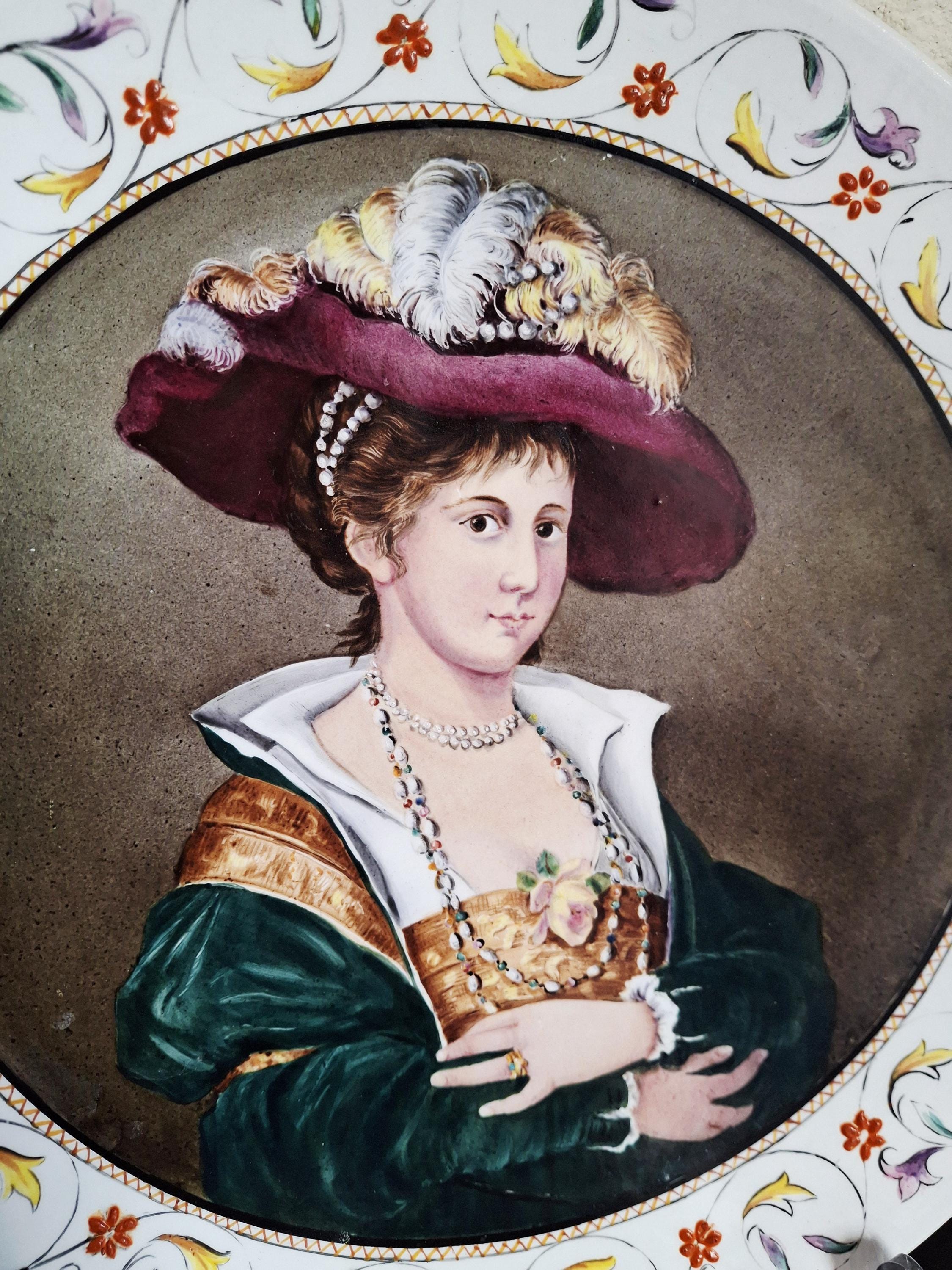 Hand painted porcelain portrait plate, Vienna style, c.1900