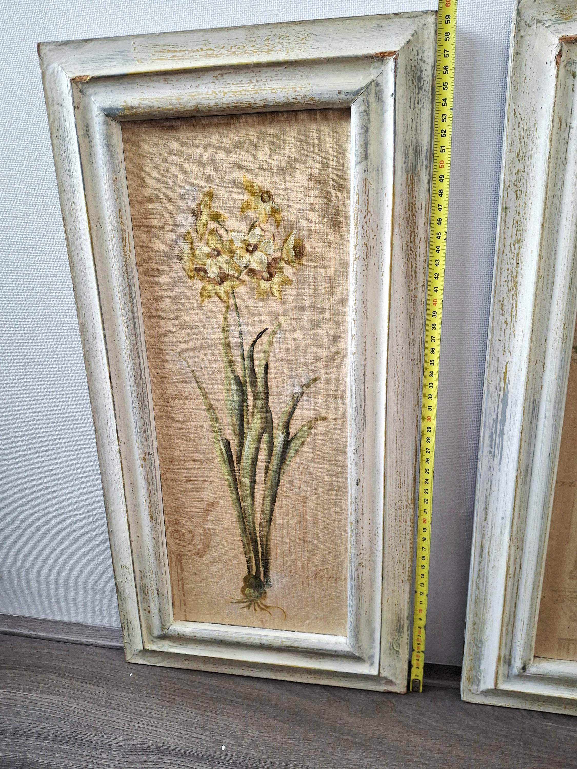 Set of three framed botanical wall art pieces on textured paper, Cheri blum vintage