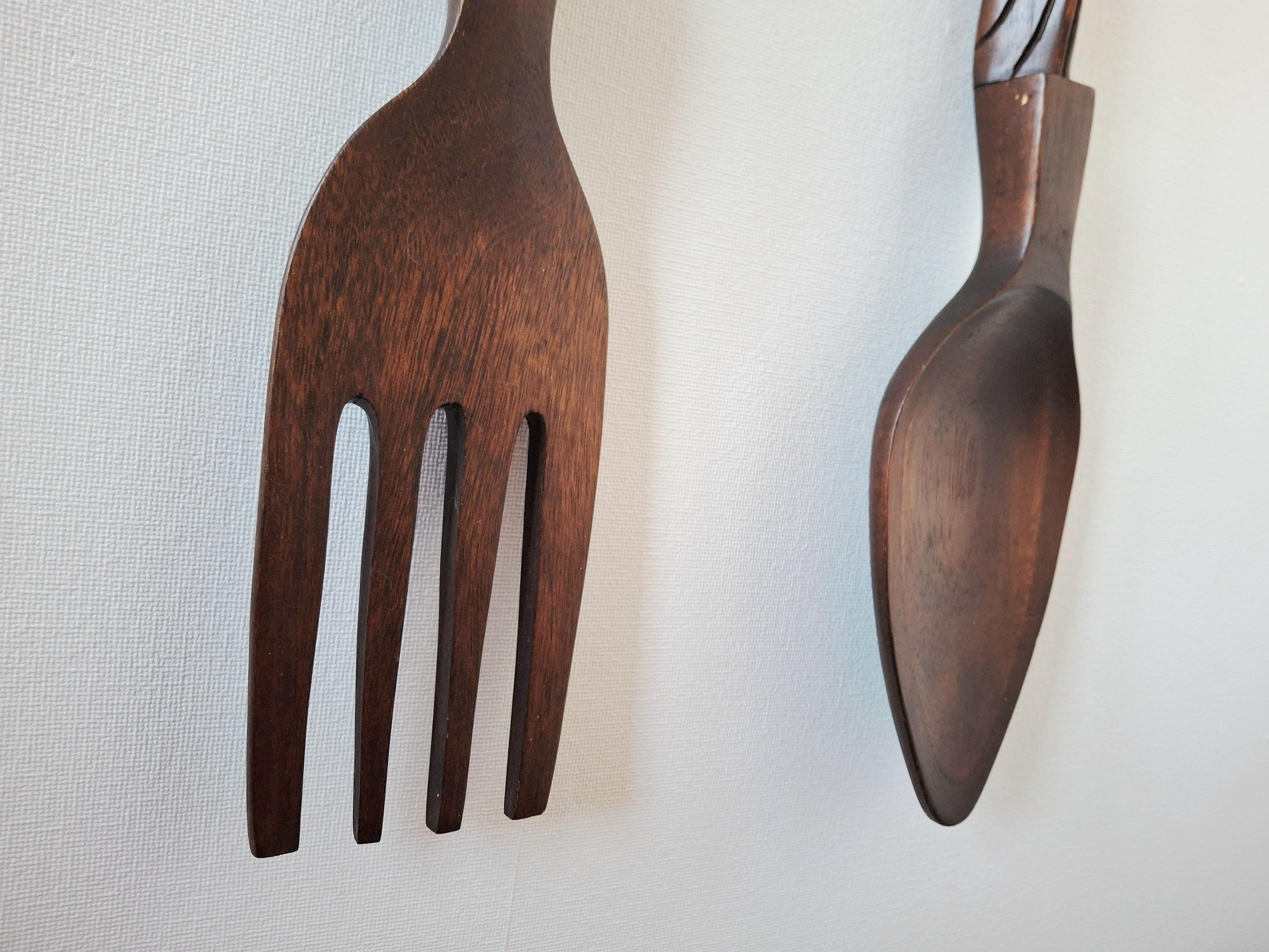 Large Tiki wall fork and spoon set