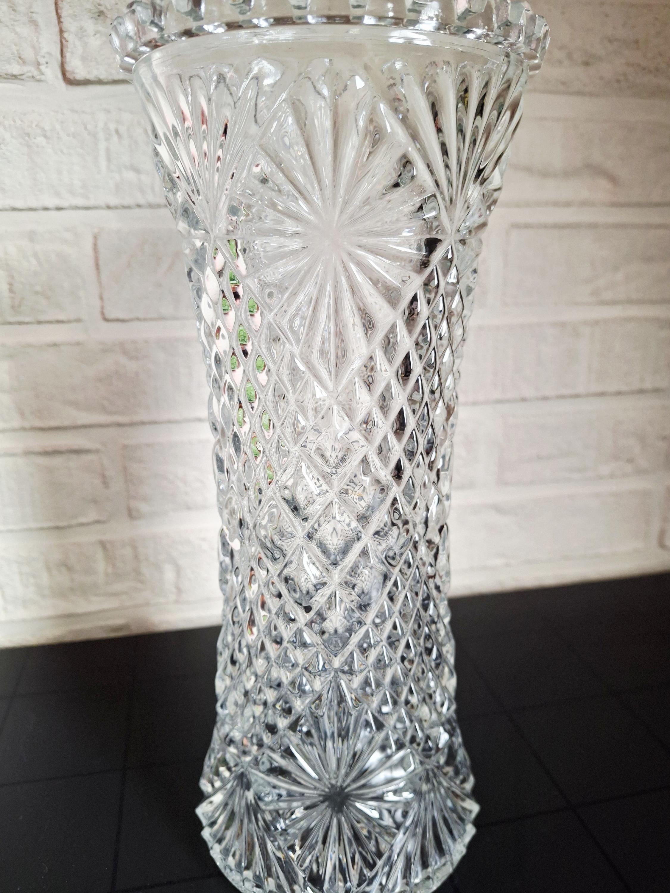Vintage glass from Finland, Riihimäki crystal vase, 26 cm