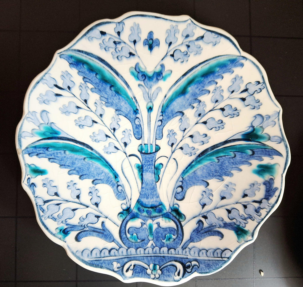 Set of 2 handmade Turkish ceramic plates Ezgi Çini Kütahya, Blue & White decorative plates