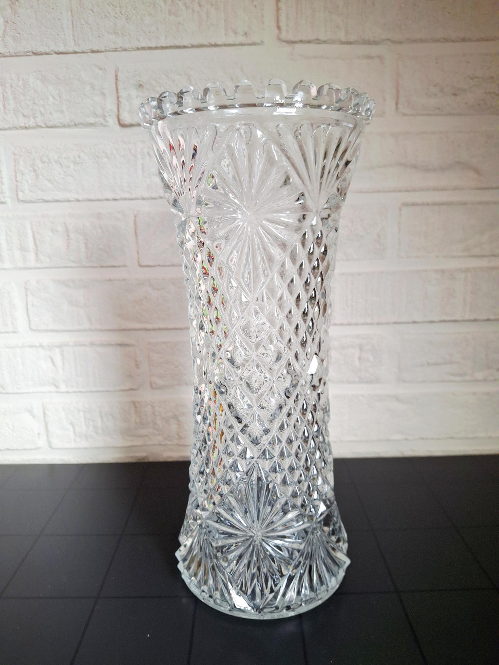 Vintage glass from Finland, Riihimäki crystal vase, 26 cm
