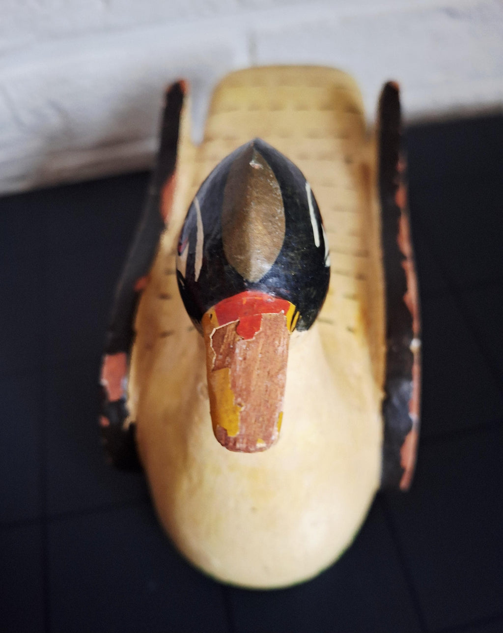 Hand carved & painted folk art duck pair