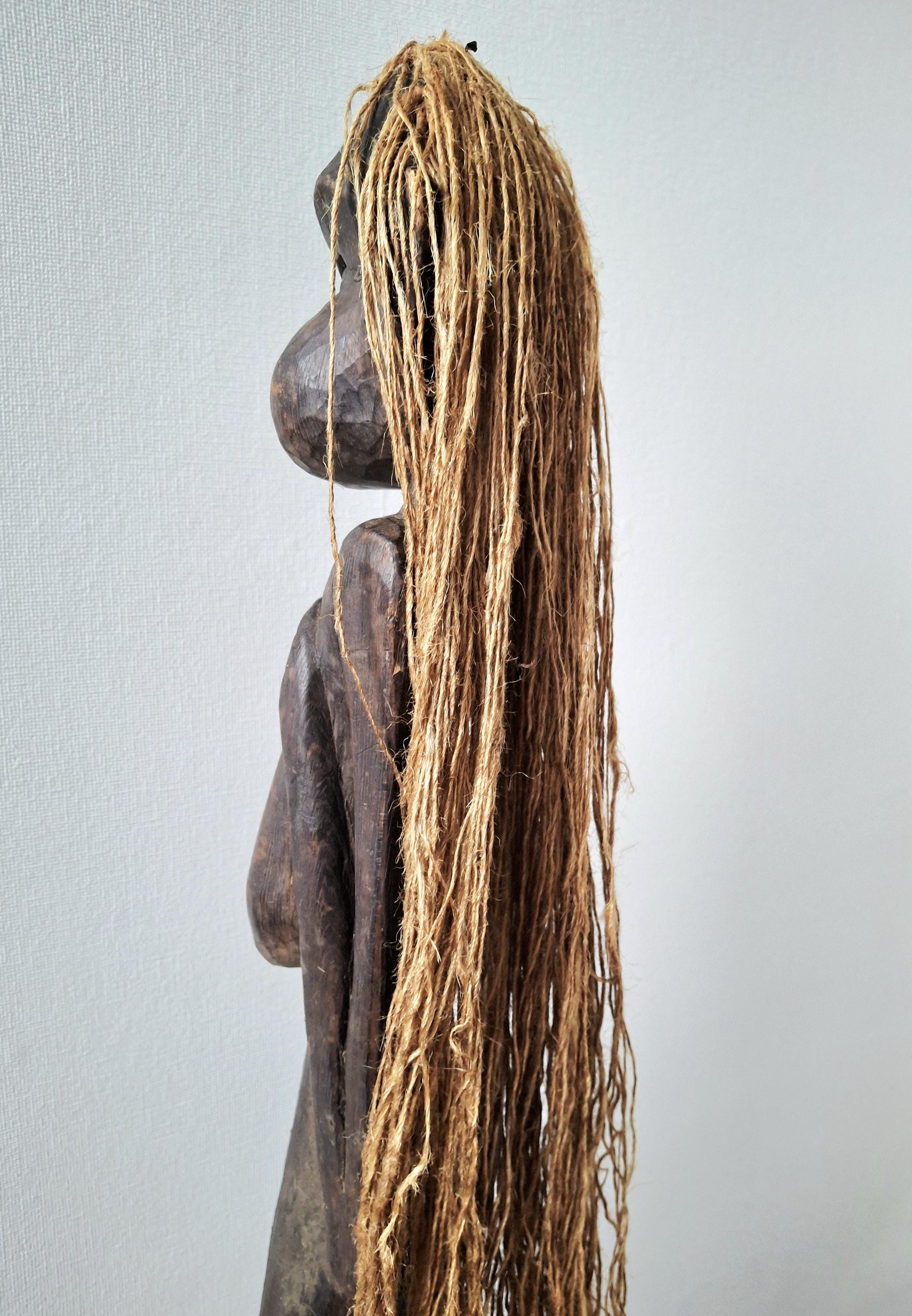 Tall african tribal female figure, Hand carved wood sculpture - 101.5 cm