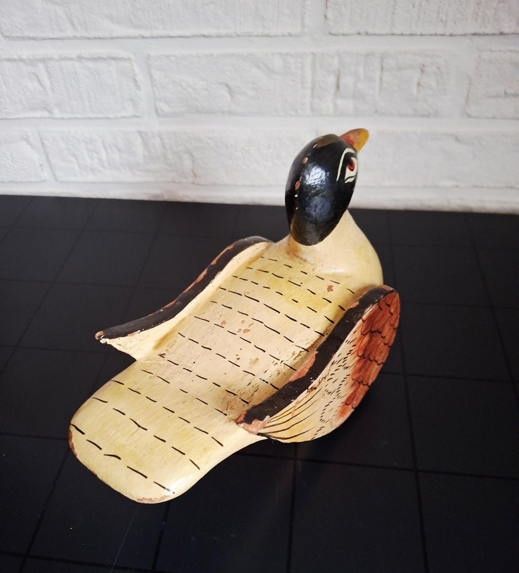 Hand carved & painted folk art duck pair