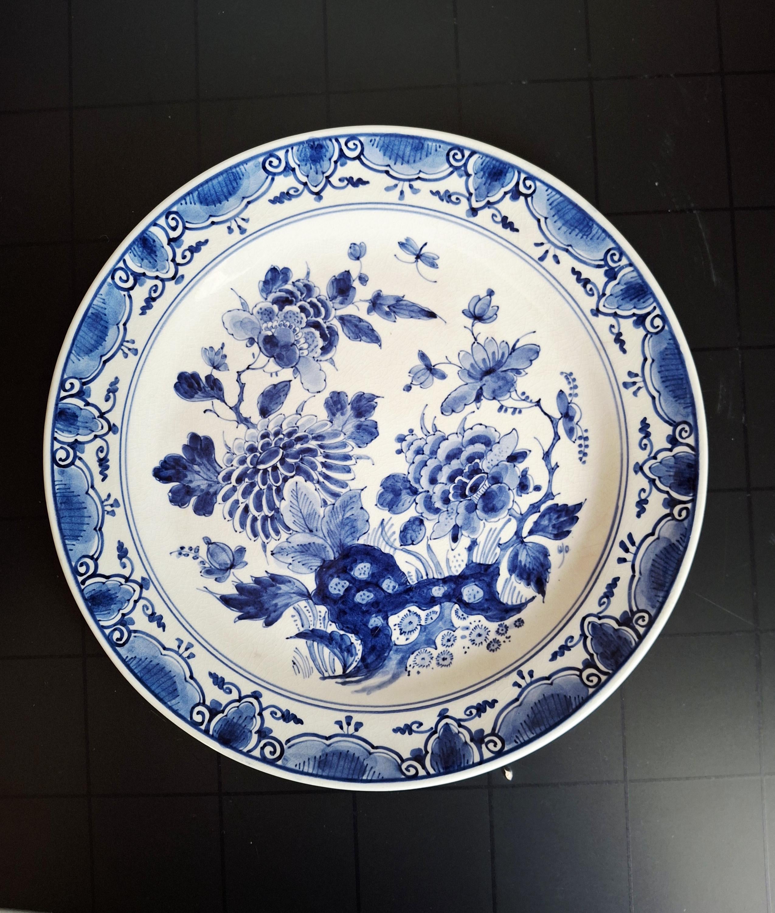 Vintage Royal Delft “De Porceleyne Fles” Hand-painted blue and white plate, 1950
