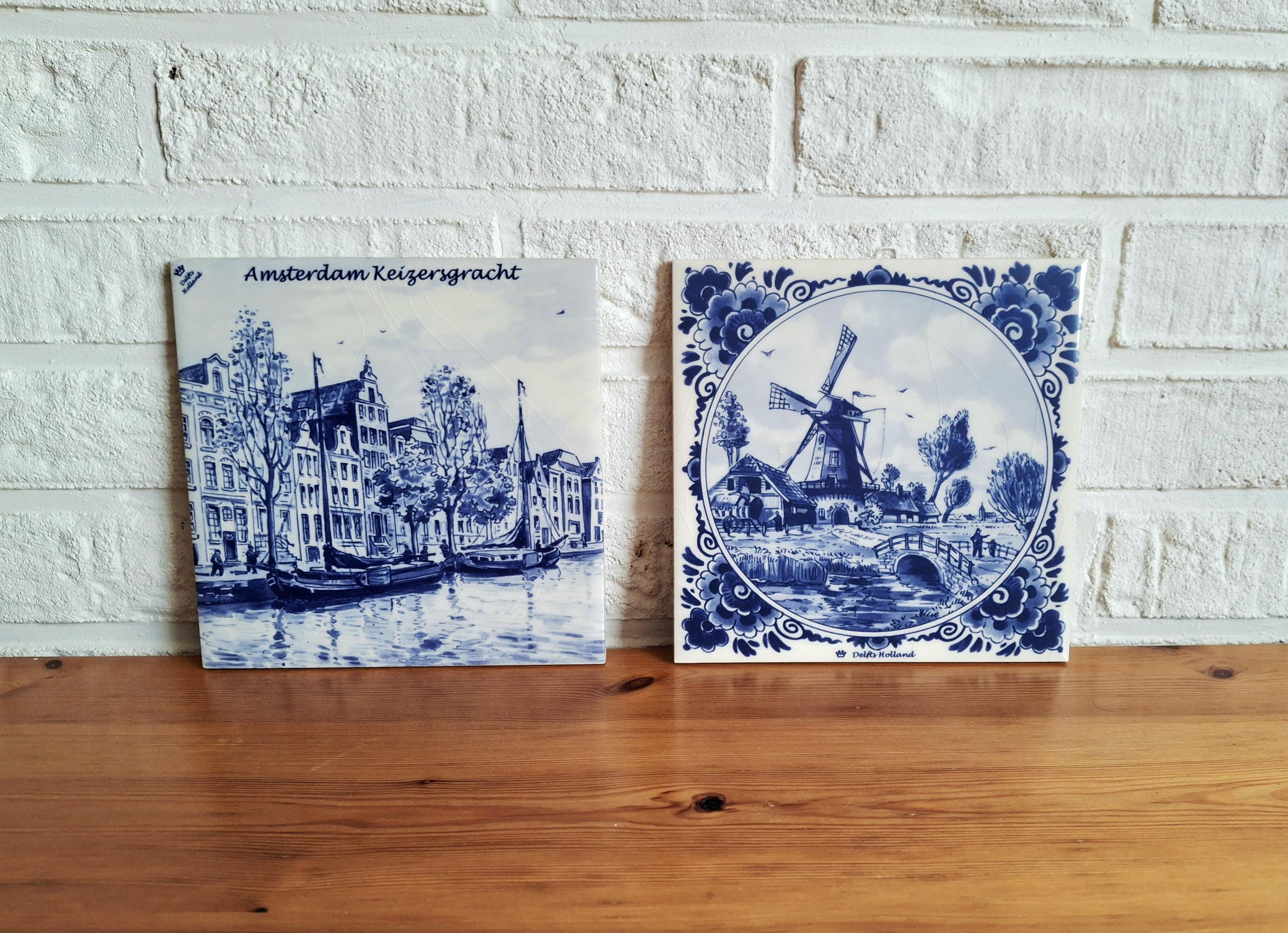 Set of two Delft Blue wall tiles