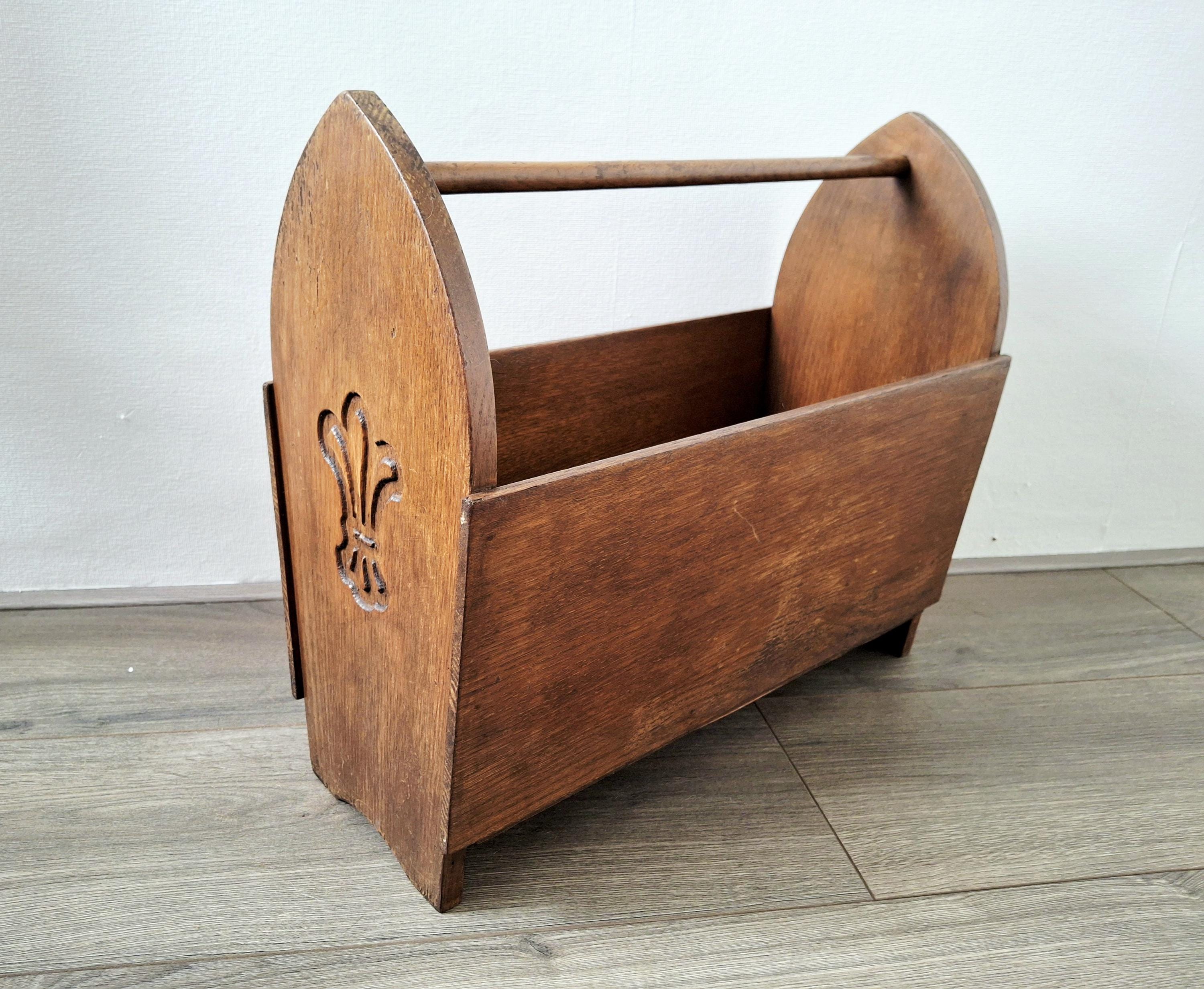 Vintage wooden magazine rack, Newspaper holder
