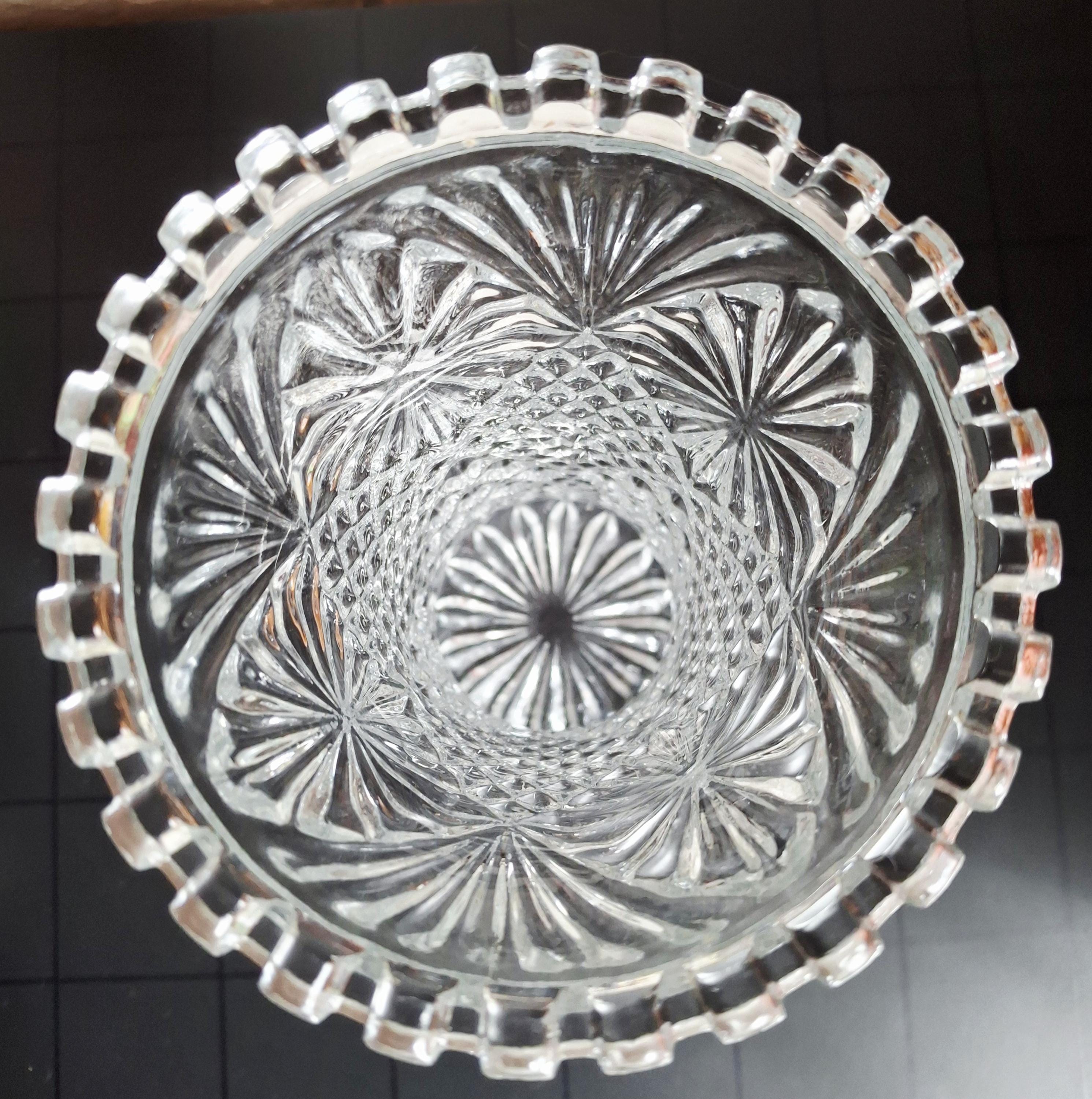 Vintage glass from Finland, Riihimäki crystal vase, 26 cm