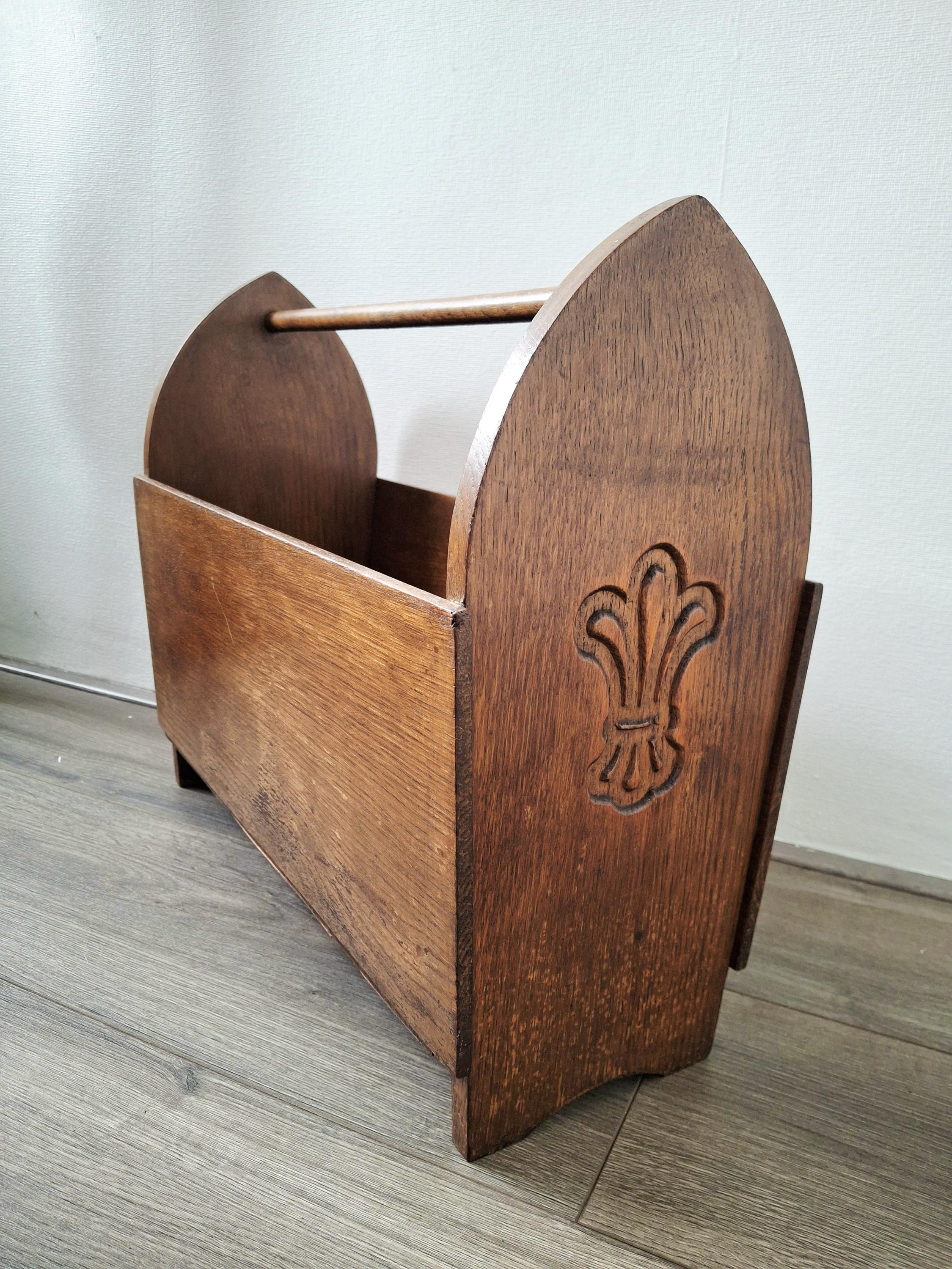 Vintage wooden magazine rack, Newspaper holder