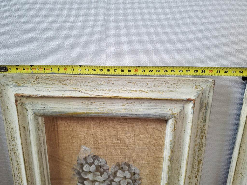 Set of three framed botanical wall art pieces on textured paper, Cheri blum vintage