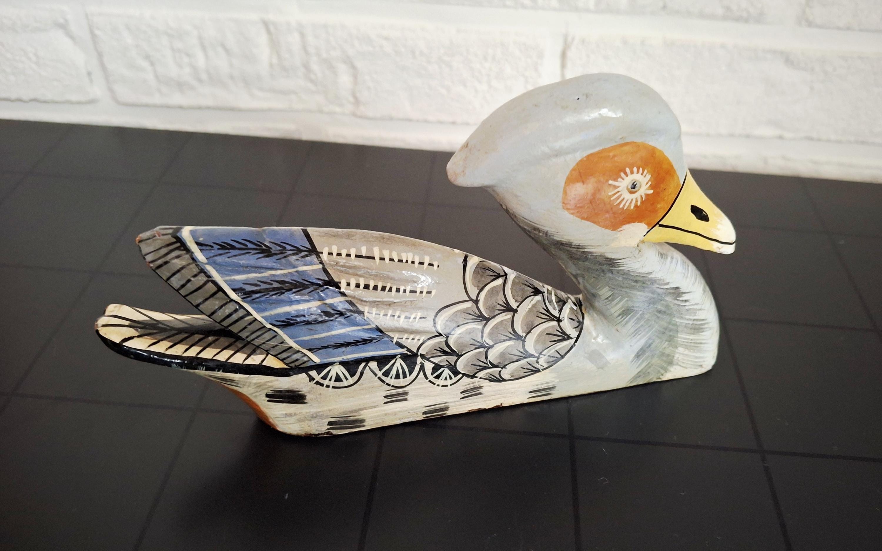 Hand carved & painted folk art duck pair