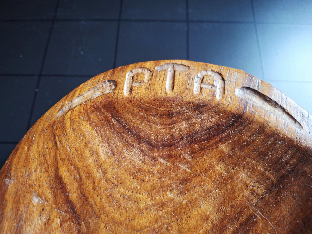 Hand-carved African kiaat bowl with elephant, Pretoria wooden centerpiece
