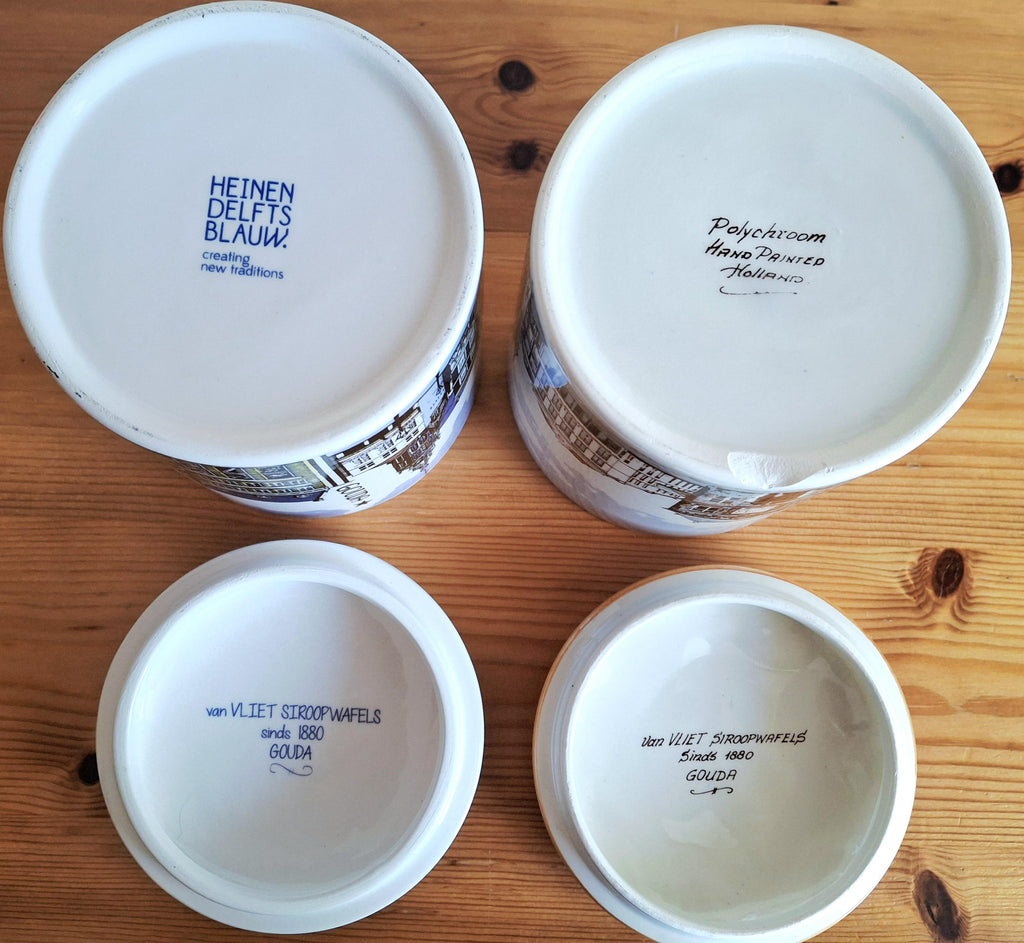 Set of two Gouda Polychrome ceramic storage jars