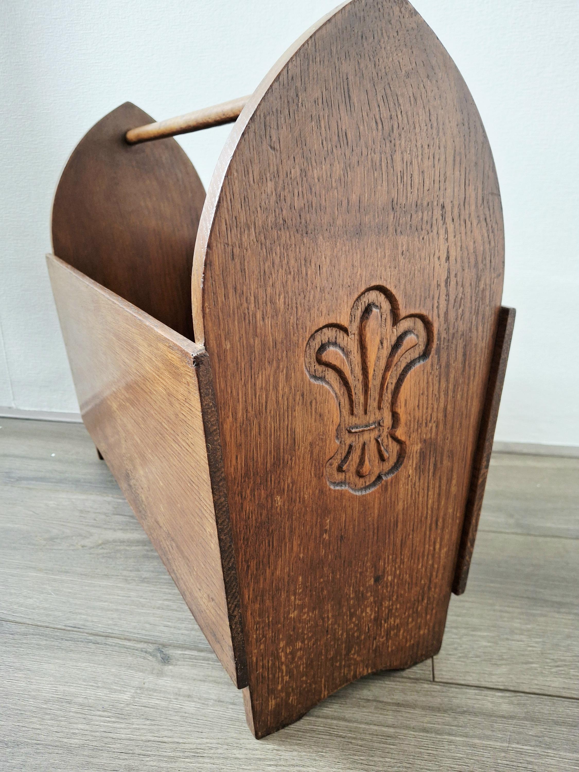 Vintage wooden magazine rack, Newspaper holder