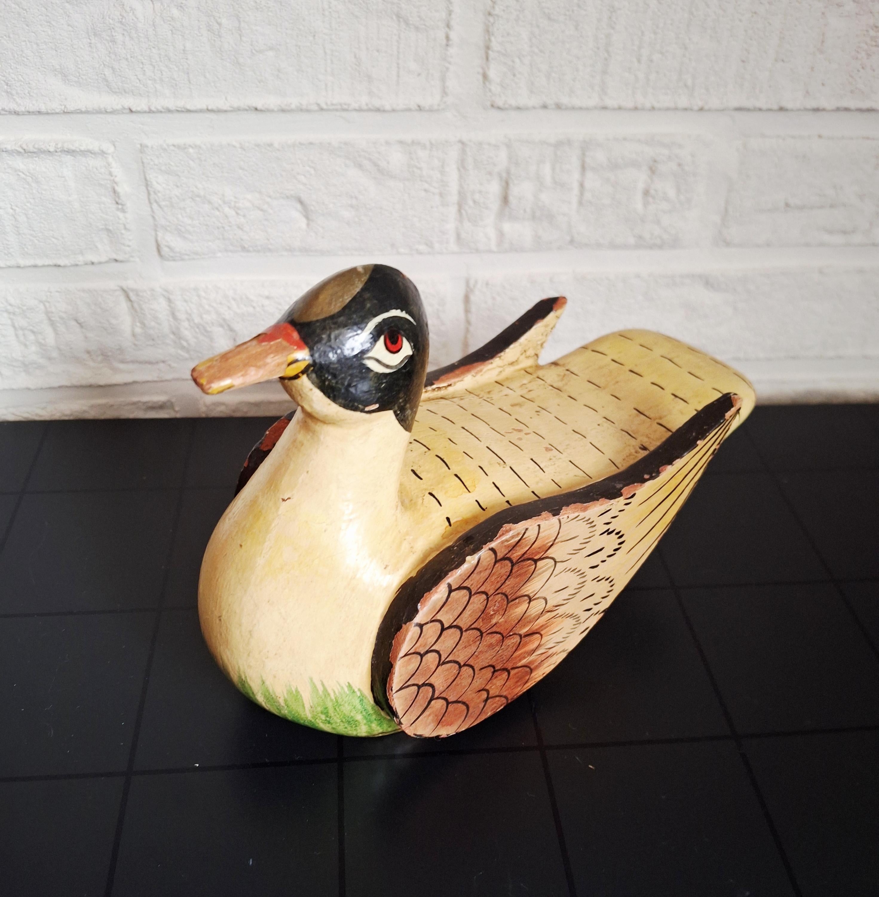 Hand carved & painted folk art duck pair