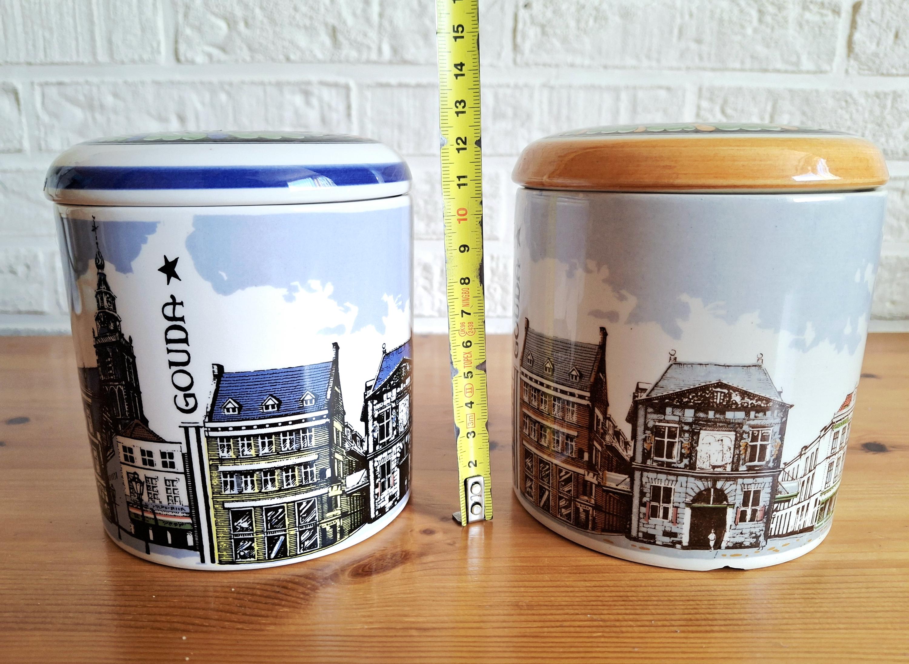 Set of two Gouda Polychrome ceramic storage jars