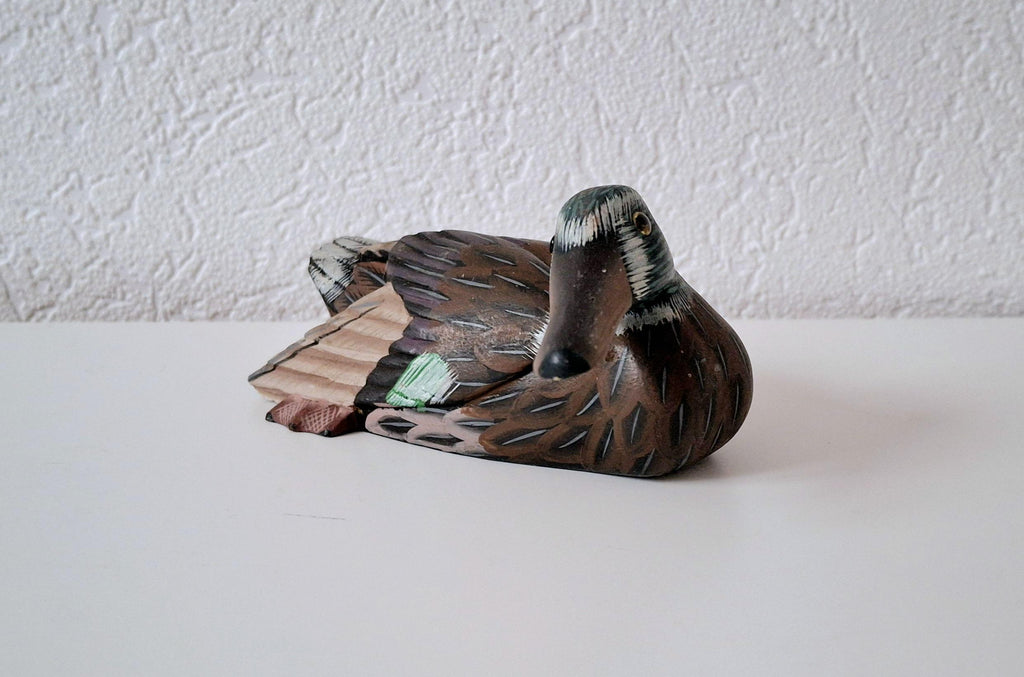 Decorative hand painted mallard duck figurines, Hand carved decoy set