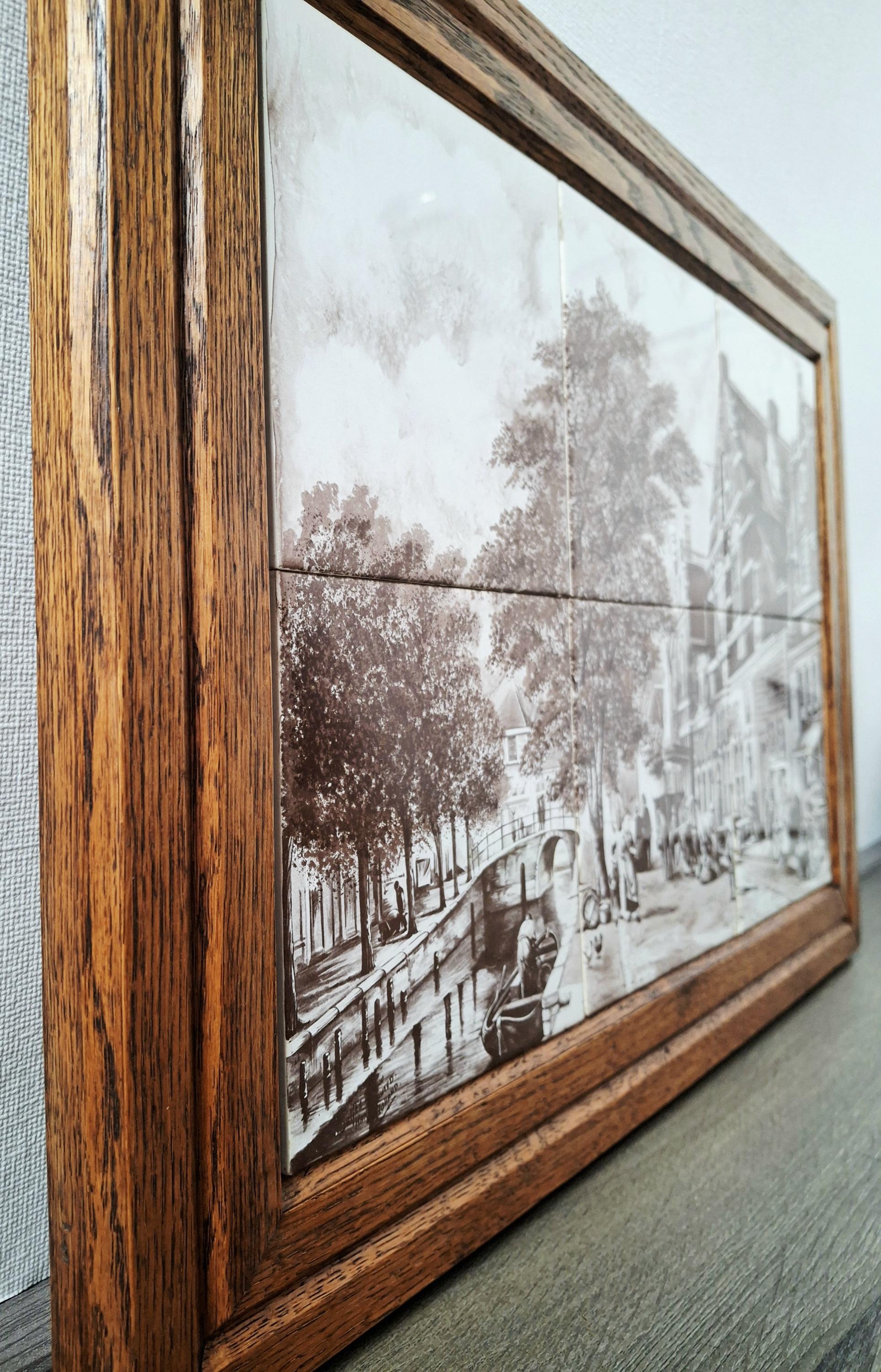 Delft tile panel, Dutch framed ceramic art