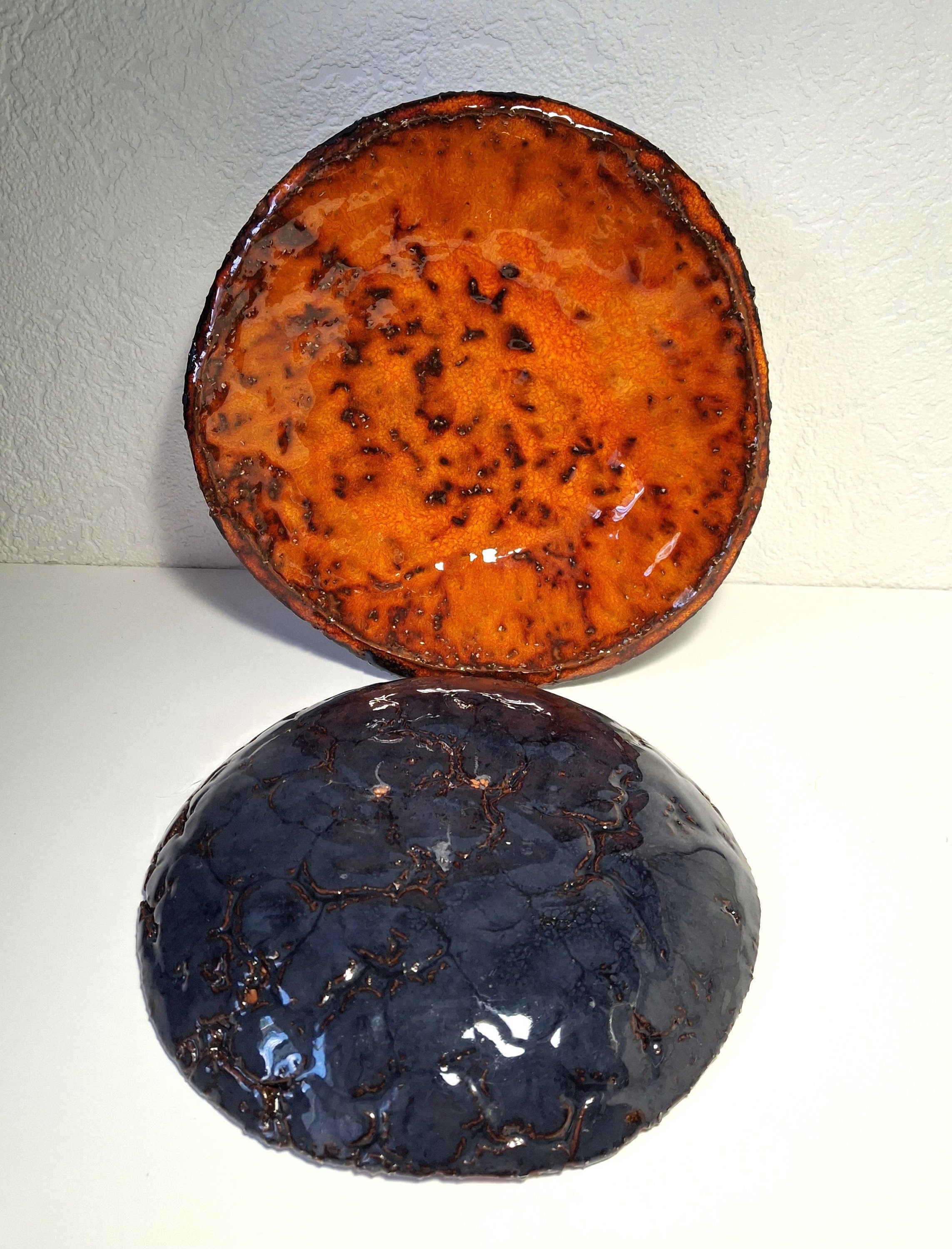 Vintage 1960s orange glazed bowls, Dutch pottery