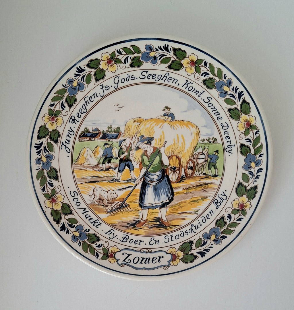 Set of Royal Delft Goedewaagen 4 Seasons wall hanging plates
