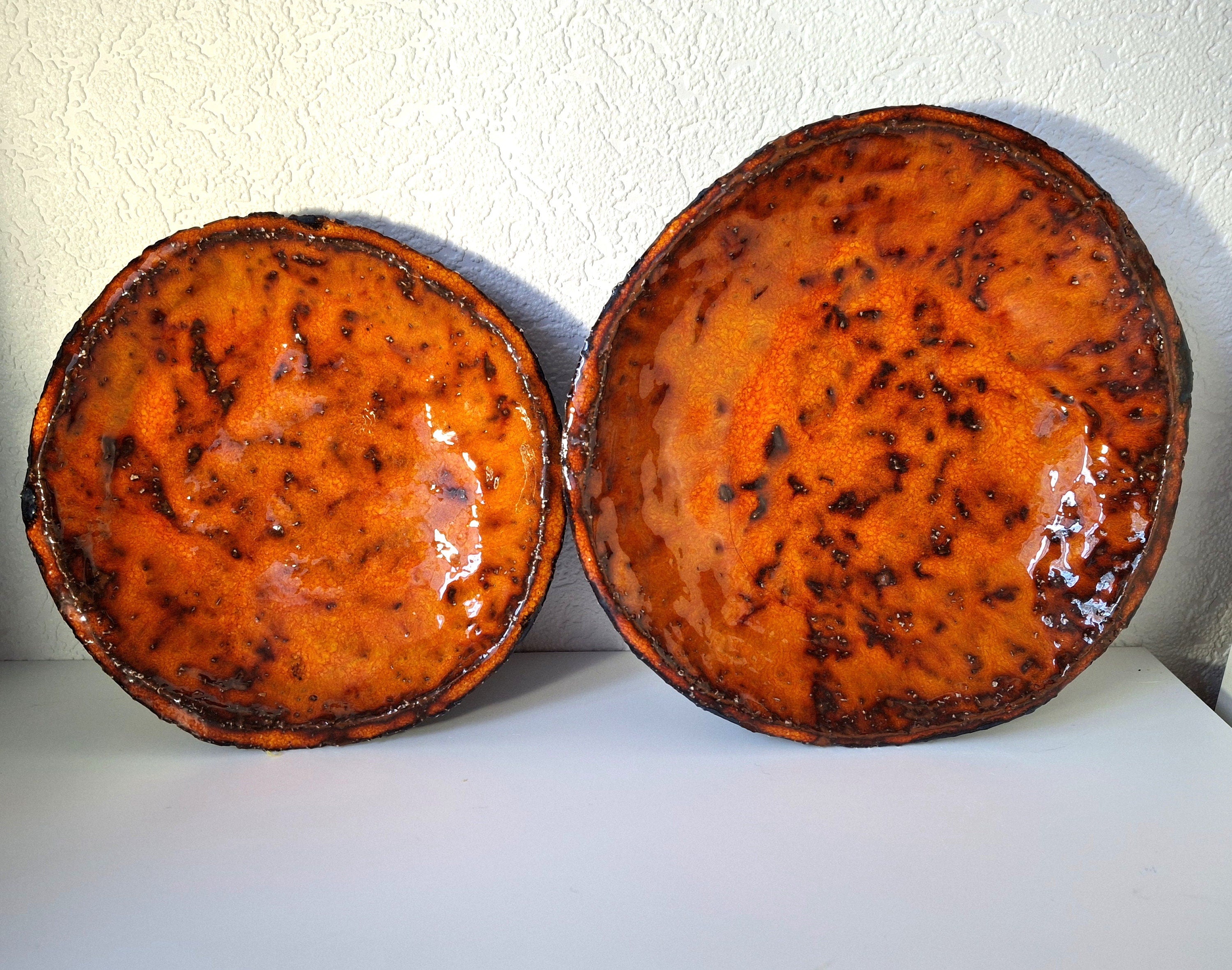 Vintage 1960s orange glazed bowls, Dutch pottery