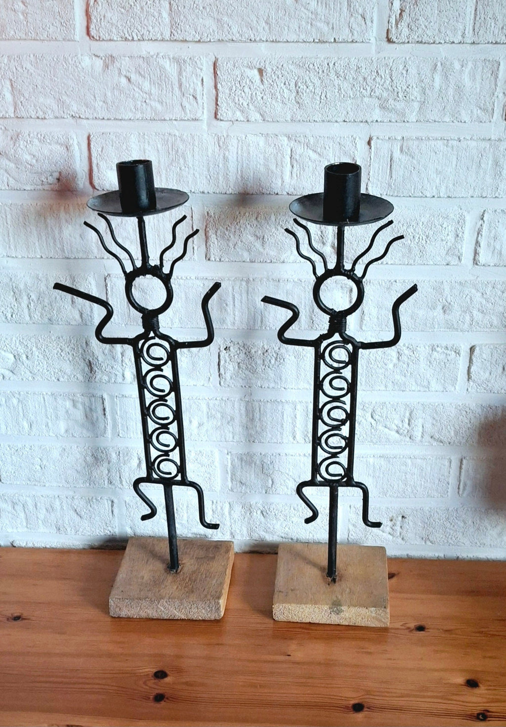 Pair of vintage figurative candlesticks