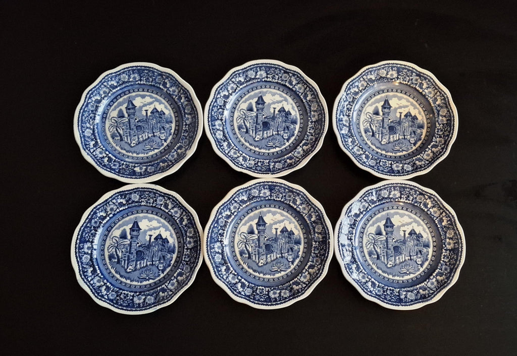 Set of 6 antique breakfast plates, Petrus Regout dessert plates